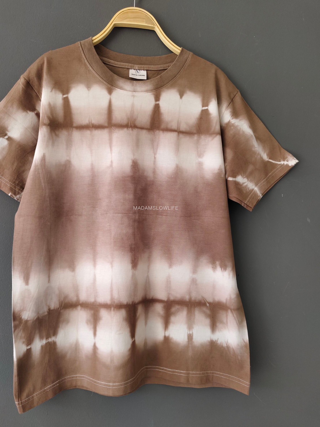 เสื้อยืดผู้ใหญ่ มัดย้อมสีน้ำตาล Size : XS S M L XL 2XL 3XL 4XL 5XL