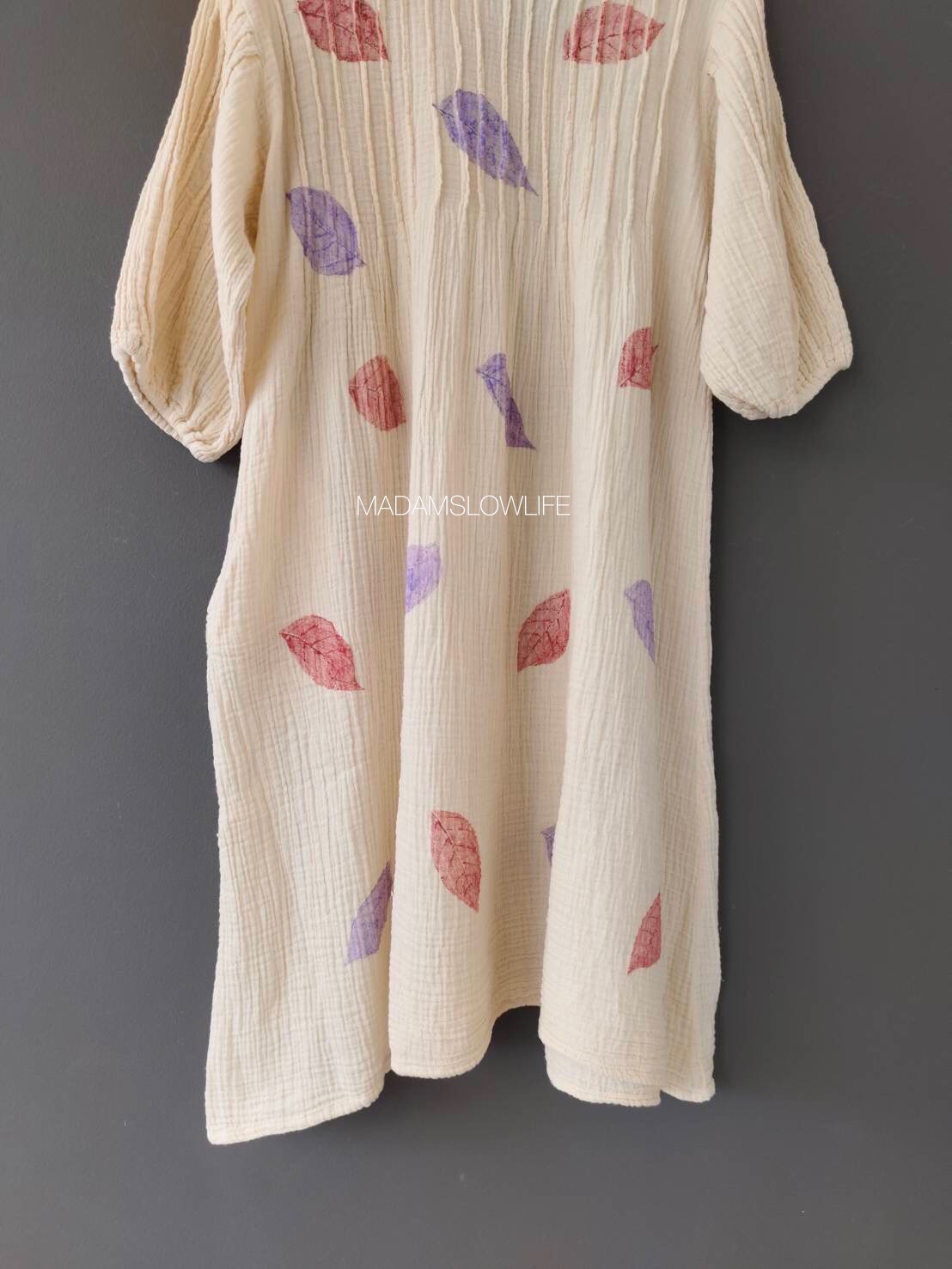 เดรสพิมพ์ใบไม้ Size F อก 36-42 นิ้ว