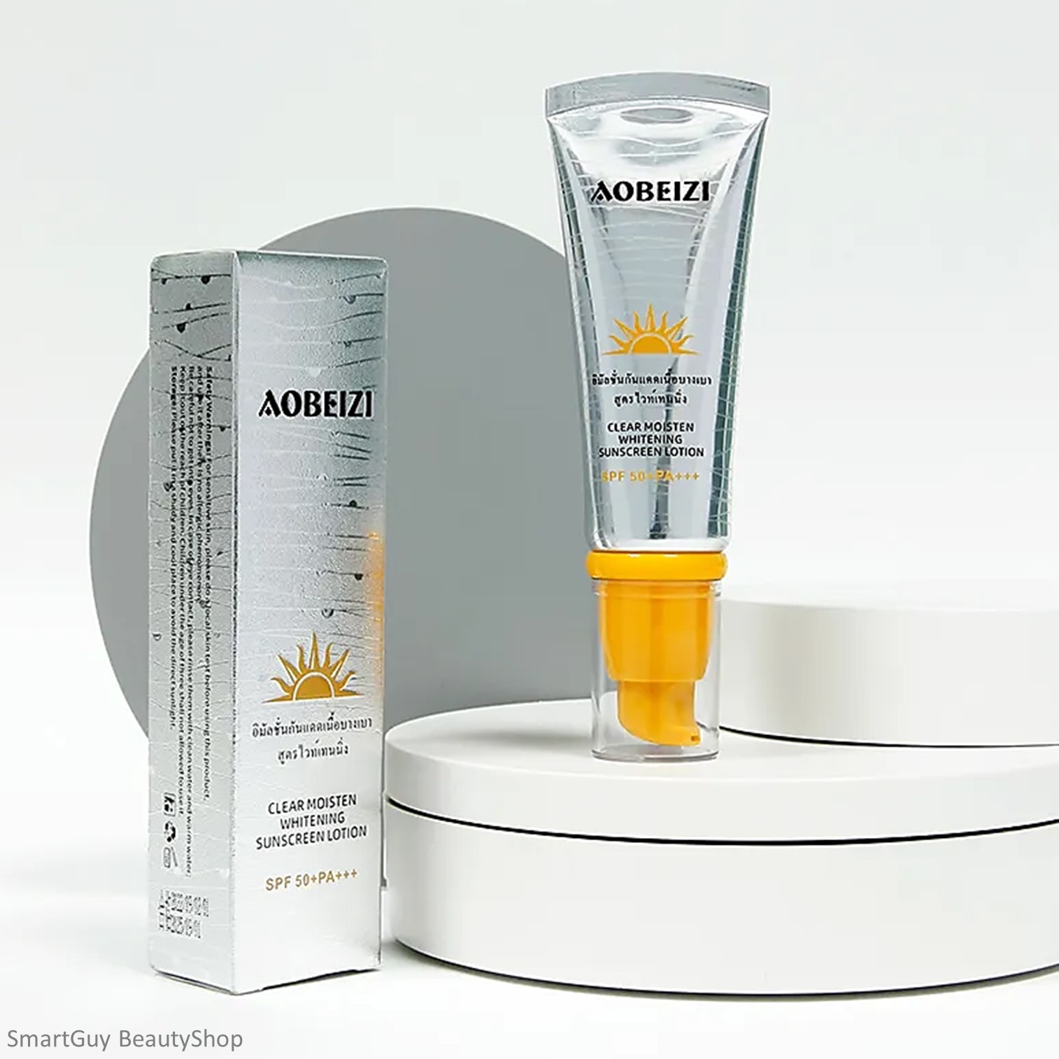 AOBEIZI Clear Moisten Whitening Sunscreen Lotion SPF50+ PA+++ 40g ผลิตภัณฑ์ปกป้องผิวหน้าจากแสงแดดเนื้อบางเบาสูตรอ่อนโยนพิเศษ