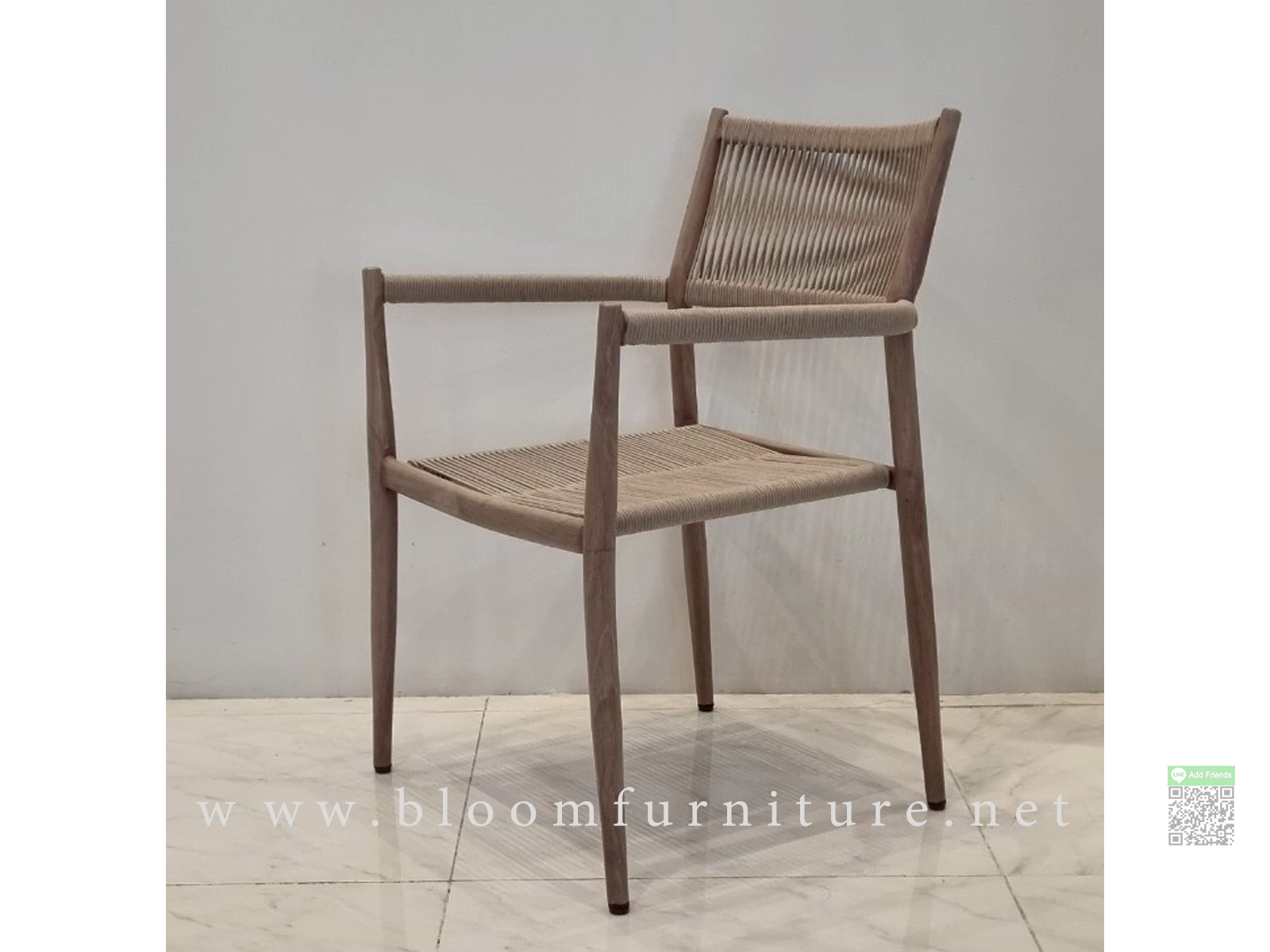 เก้าอี้โมเดิร์นโครงเหล็กพันด้วยเชือกถัก ขนาด 54x56x83 ซม.
