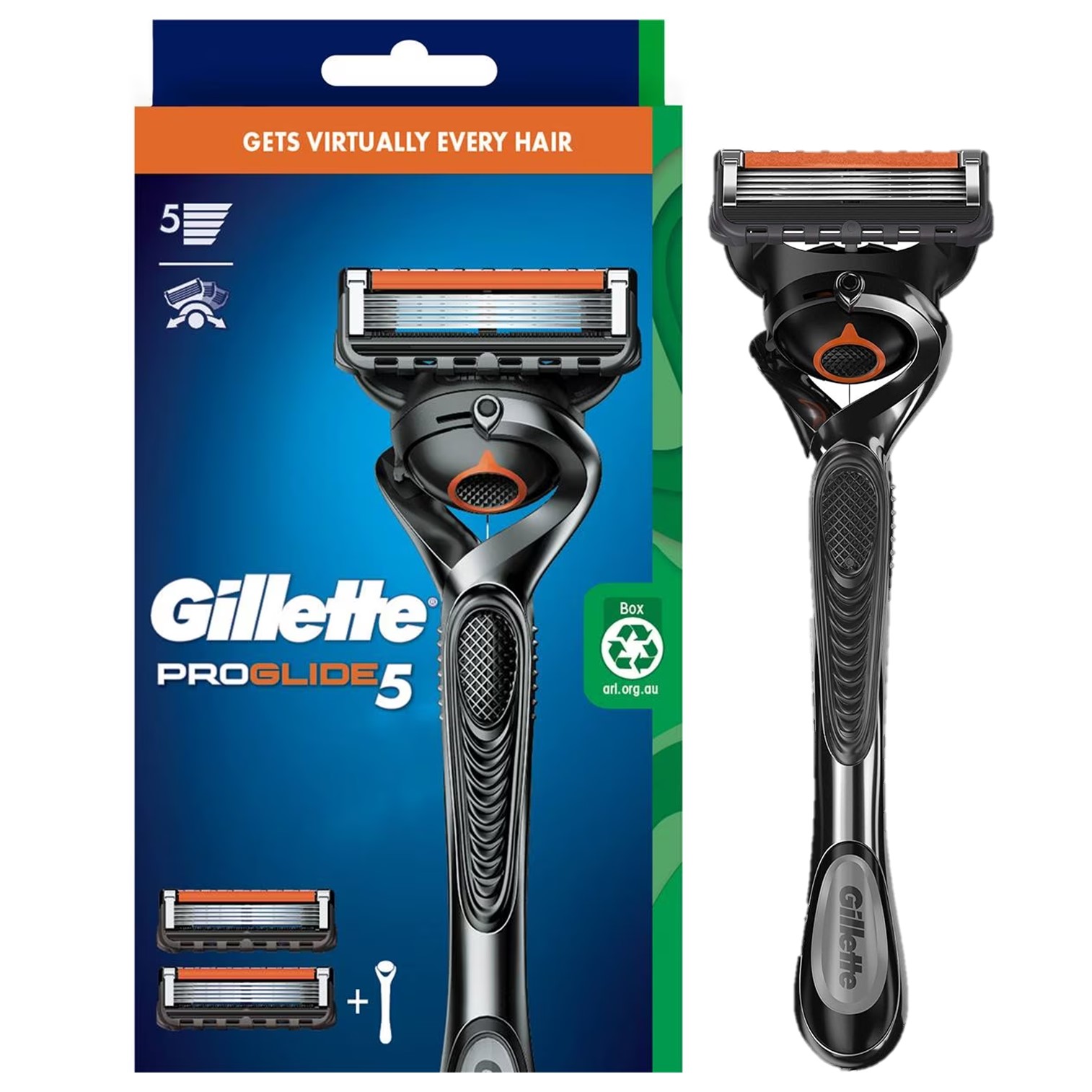 Gillette ProGlide 5 Razor for Men + 2 Blades with FlexBall Technology ชุดใบมีดโกนหนวดแบบ5ชั้นพร้อมด้ามจับรุ่นพิเศษจากยิลเล็ตสินค้านำเข้าจากต่างประเทศพร้อมส่ง