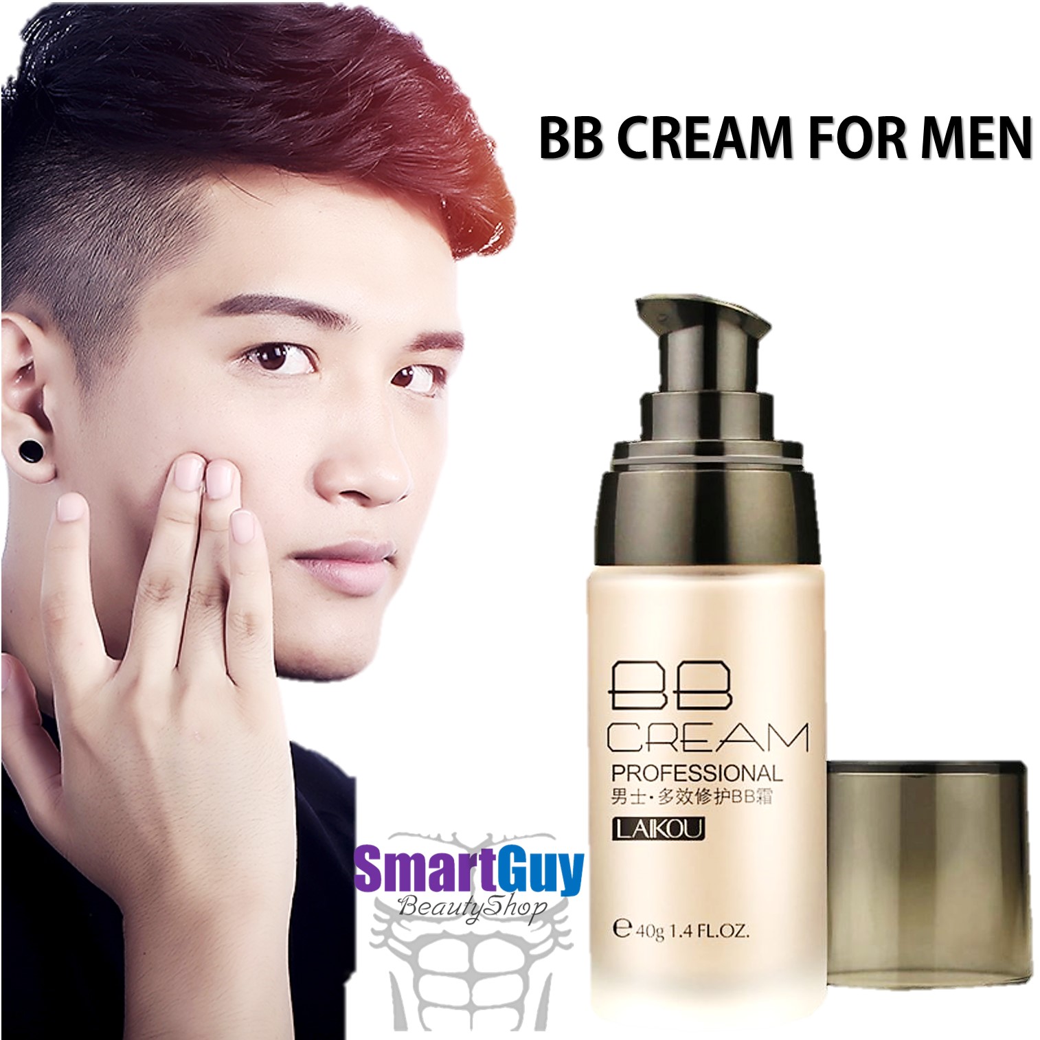 ครีมรองพื้นสำหรับผิวหน้าผู้ชายปรับผิวเรียบเนียนมีออร่ากันแดดพร้อมการบำรุงเนื้อบางเบาเป็นพิเศษ LAIKOU BB Cream Professional For Men 40g.