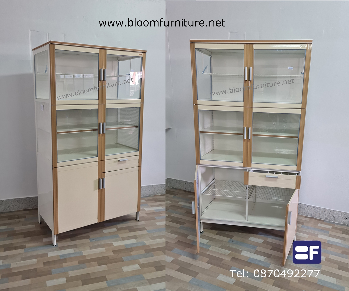 ตู้กับข้าว ตู้เก็บภาชนะอลูมิเนียม อบสีอีพ็อกซี่ Metalite ขนาด 90*46*172 ซม.