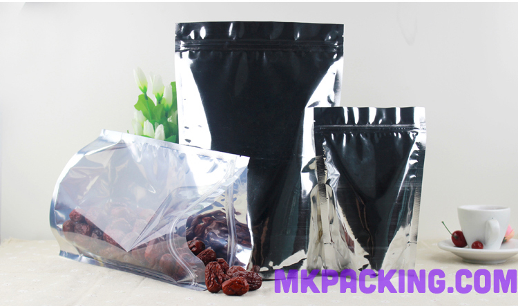 ถุงเมทัลไลท์ หน้าใส หลังฟอยล์ ซิปล็อค ตั้งได้ ขนาด 15*22+4 ซม.