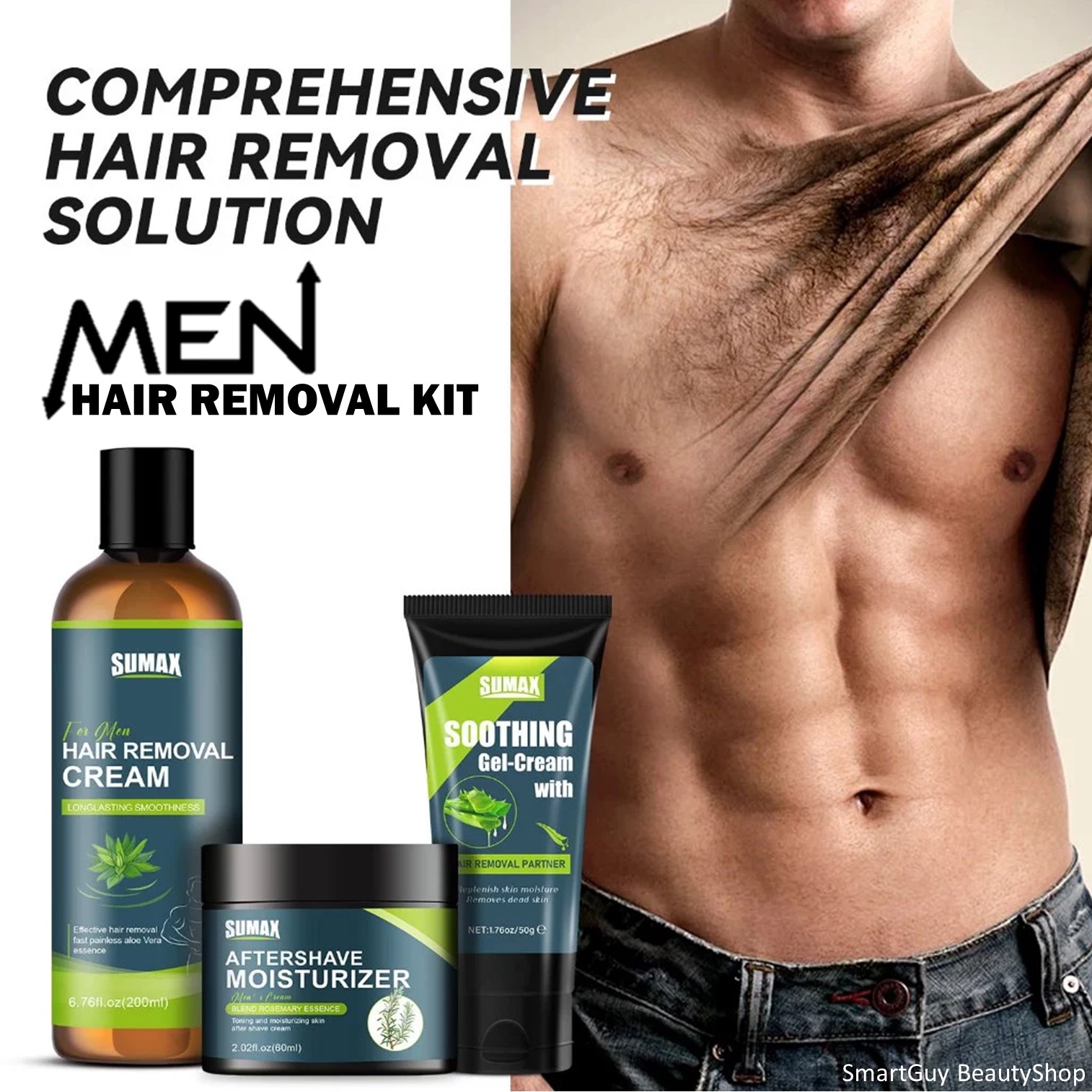 SUMAX Professional Skin Care Specially For You ชุดผลิตภัณฑ์กำจัดขนสูตรอ่อนโยนพิเศษสำหรับผู้ชายพร้อมการบำรุงผิวหลังกำจัดขน