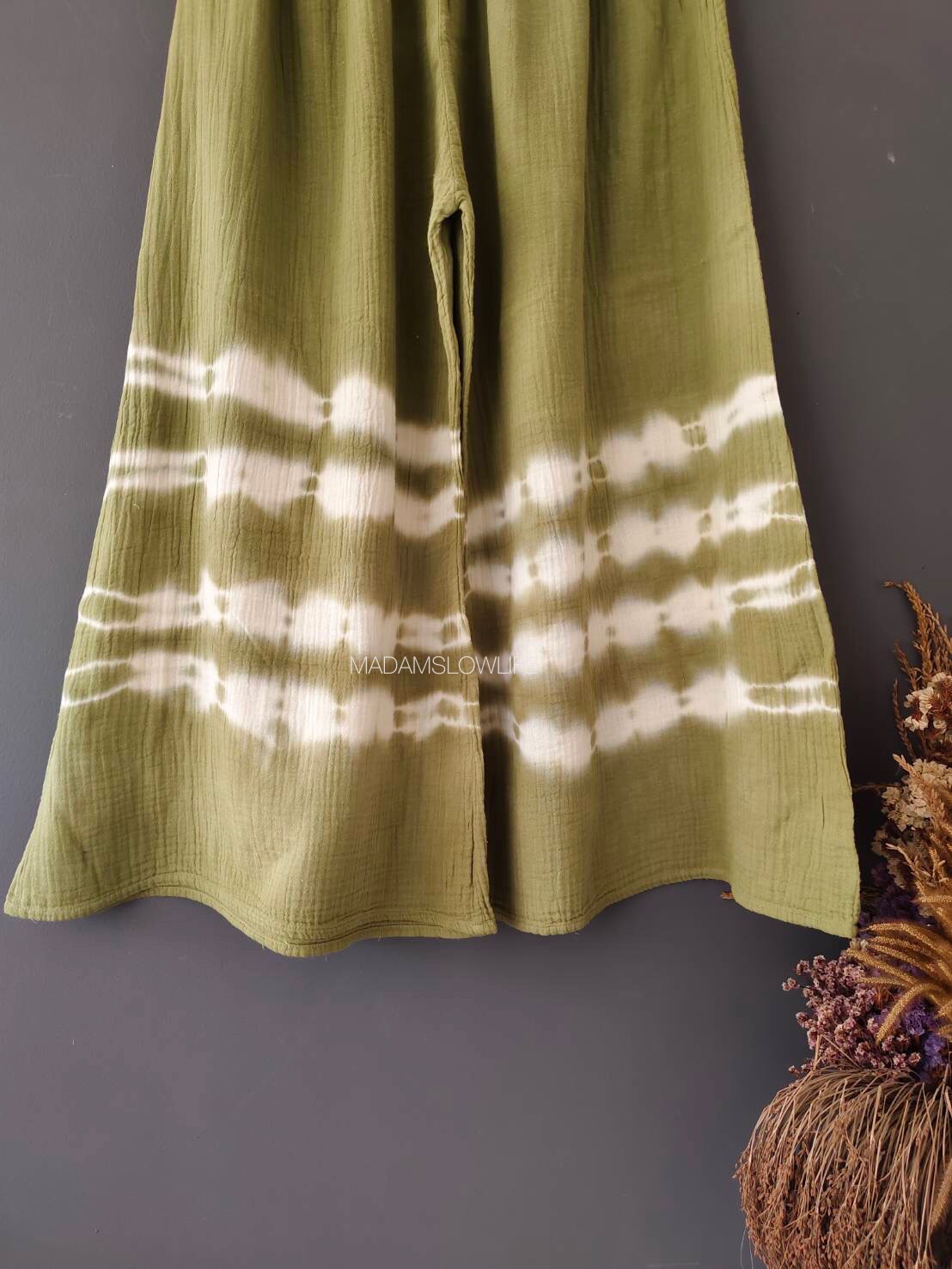 กางเกงขายาว มัดย้อมสีเขียวปลอดสารพิษ