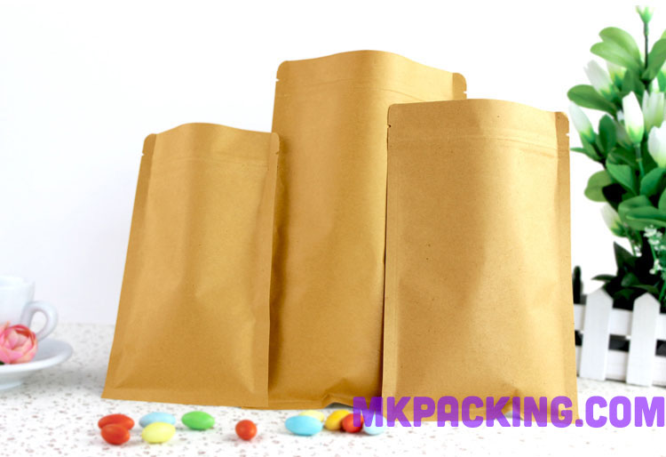 ถุงกระดาษคราฟท์ ทึบ ซิปล็อค ตั้งไม่ได้ ขนาด 6x8cm