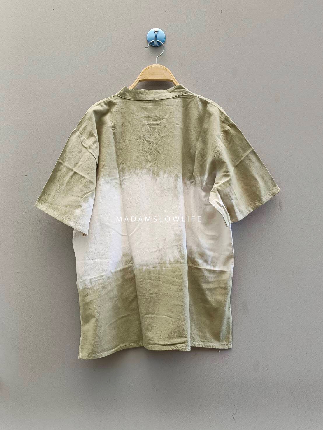 เสื้อคอจีนผู้ชาย มัดย้อมสีปลอดสารพิษ Size: 42 44 46 48 50