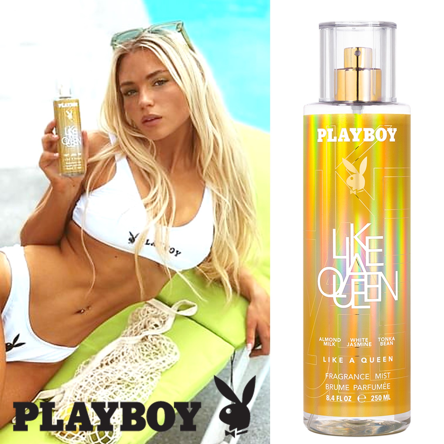 Playboy Like A Queen Fragrance Mist 250ml บอดี้มิสต์สำหรับผู้หญิงกลิ่นสุดพิเศษจากต่างประเทศสินค้าลิขสิทธิ์แท้นำเข้าจากออสเตรเลียพร้อมส่ง