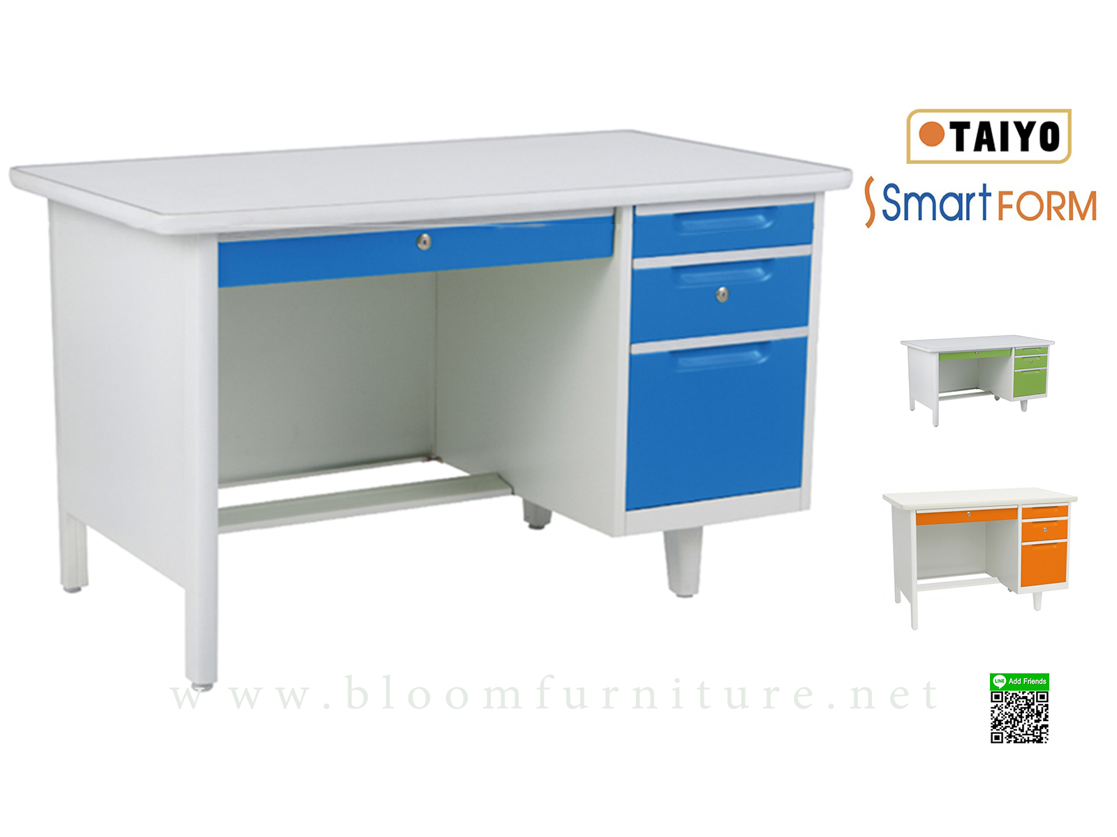 โต๊ะทำงานเหล็กพร้อมกระจก ขนาด 123x67.5x75 ซม. (SmartForm)