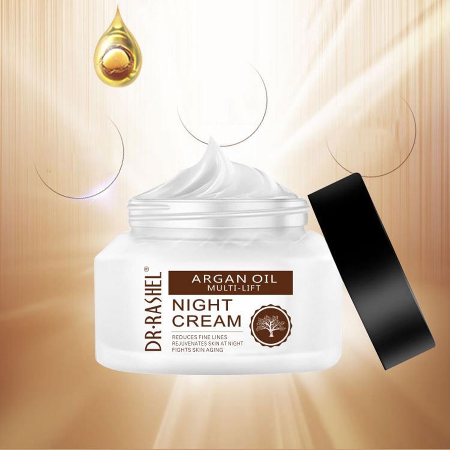 Dr.Rashel Argan Oil Multi Lift Moisturizing Night Cream 50g ครีมบำรุงผิวหน้าตอนกลางคืนสูตรพิเศษเพื่อผิวหน้ากระจ่างใสริ้วรอยแลดูจางลงจากสารสกัดธรรมชาติ