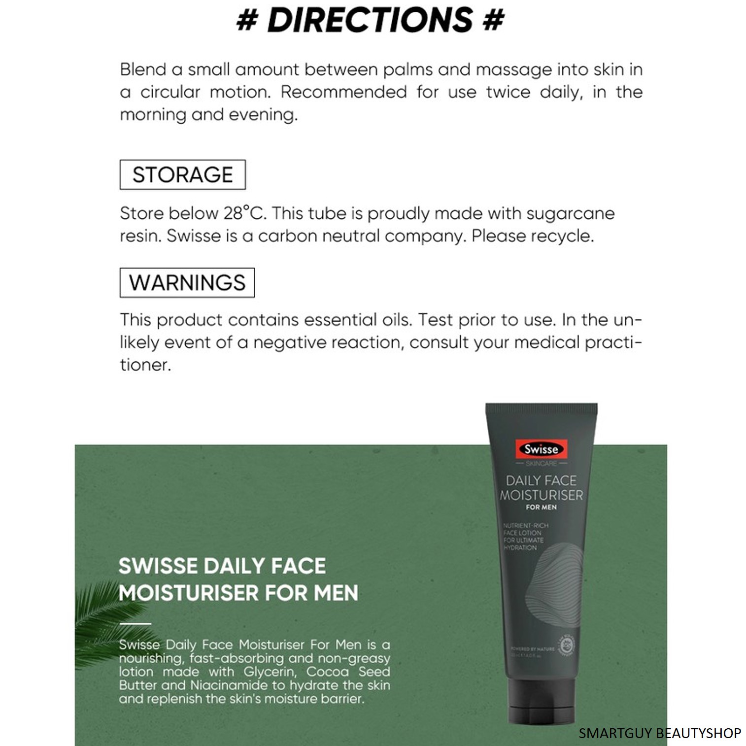 Swisse Daily Face Moisturiser For Men 120ml ผลิตภัณฑ์มอยซ์เจอร์ไรเซอร์บำรุงผิวหน้าผู้ชายจากออสเตรเลีย