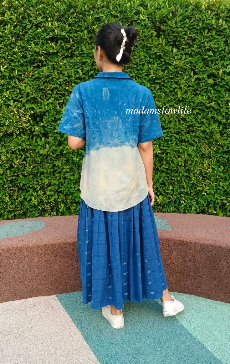 เสื้อเชิ๊ตมัดย้อมทูโทนผ้าทอมือ Size:XS S M L