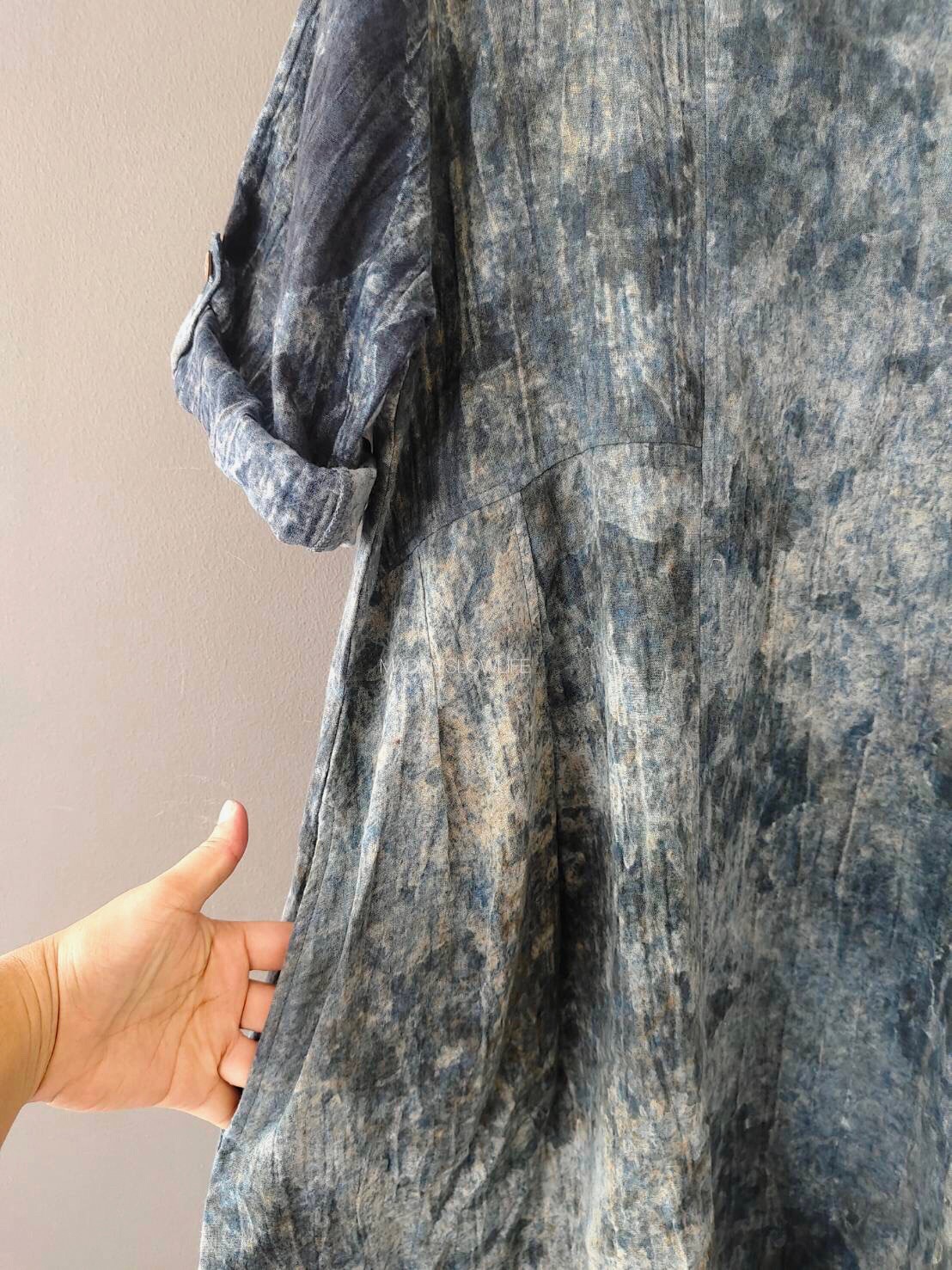 ชุดเดรสผู้หญิงคอกลม Size F มัดย้อมโดยใช้สีปลอดสารพิษ