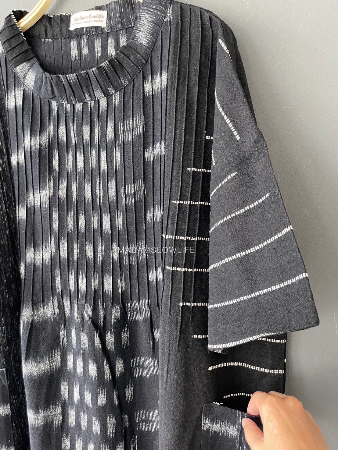 เดรสแซก Size F อก 38-48 ยาว 41 เนื้อผ้าทอด้วยมือ