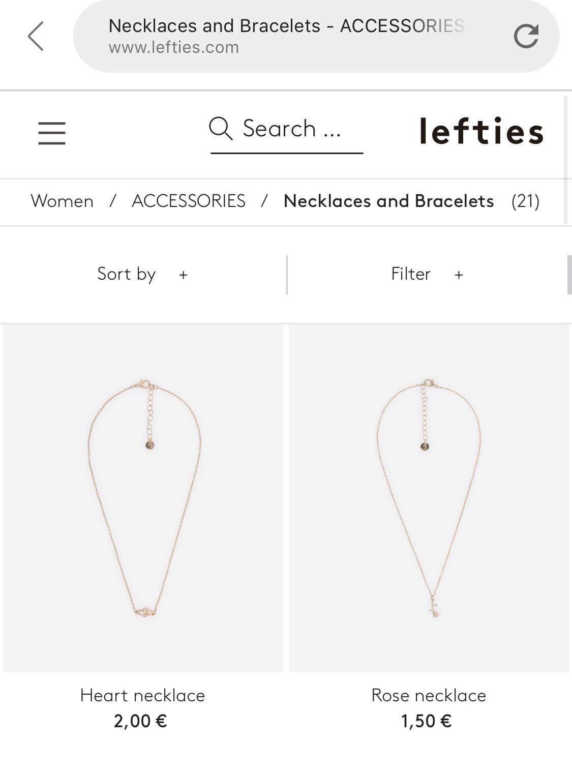 Lefties Golden Necklace With Flowers