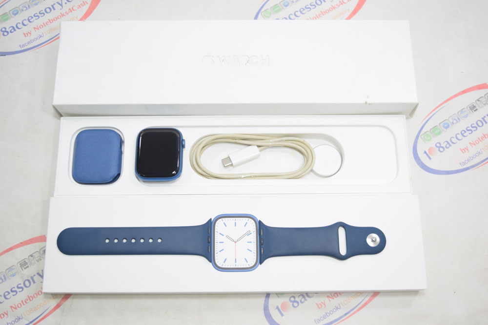 ขายถูกกว่า Apple Watch S7 GPS 45mm Blue Aluminum แบตดี 84% ครบกล่อง