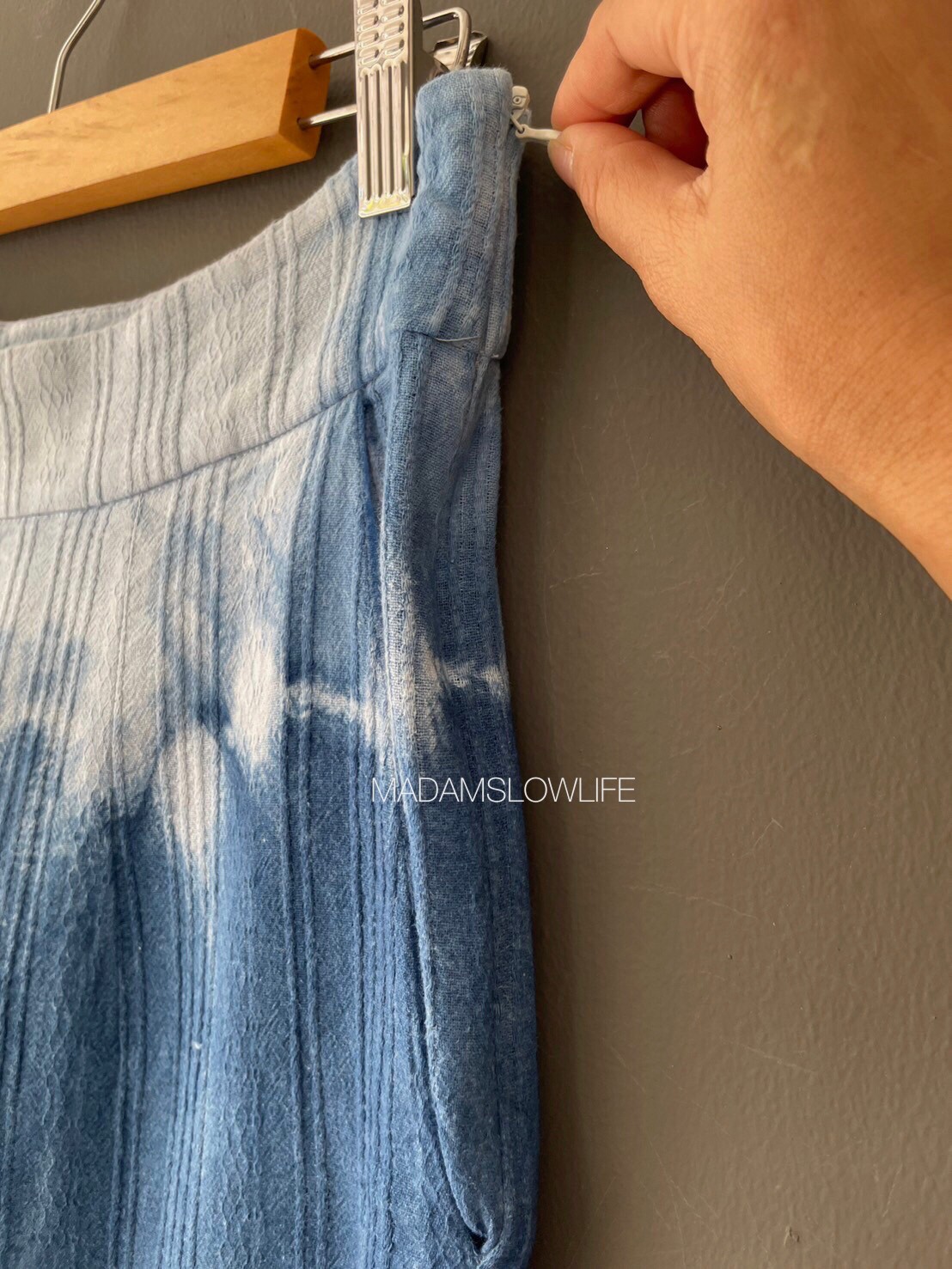 กางเกงขา 5 ส่วน ย้อมคราม มีซิปข้าง S M L XL 2XL 3XL