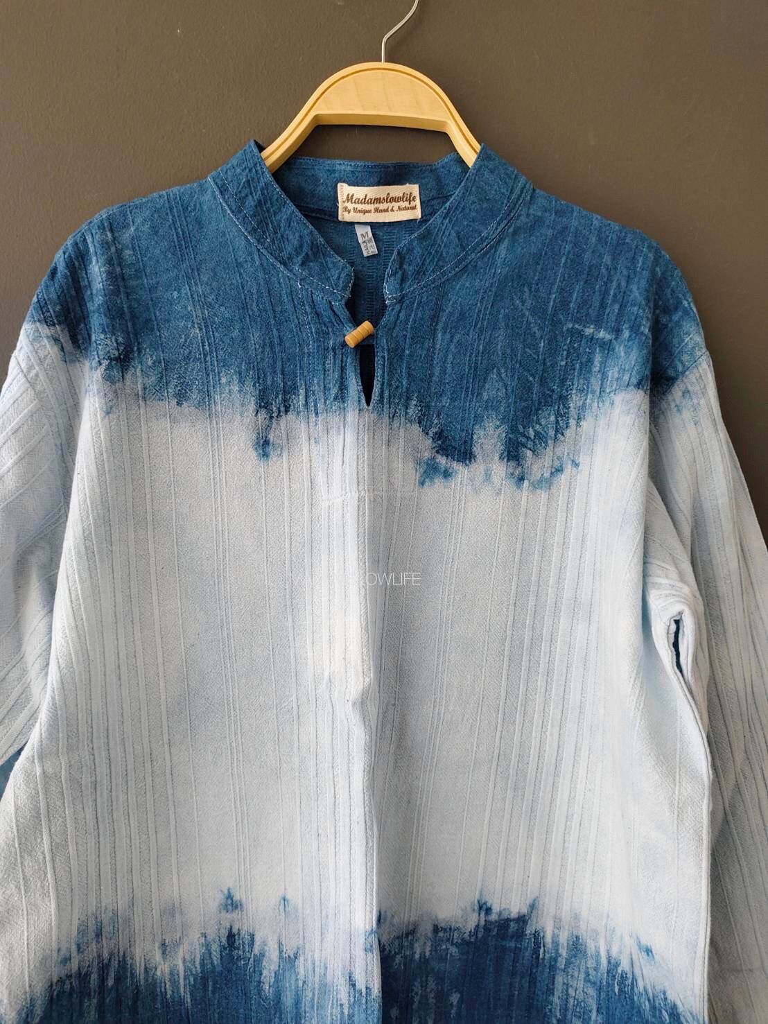 เสื้อคอจีนแขนยาวผู้ชาย ย้อมทูโทนSize:42" 44" 46" 48" 50"