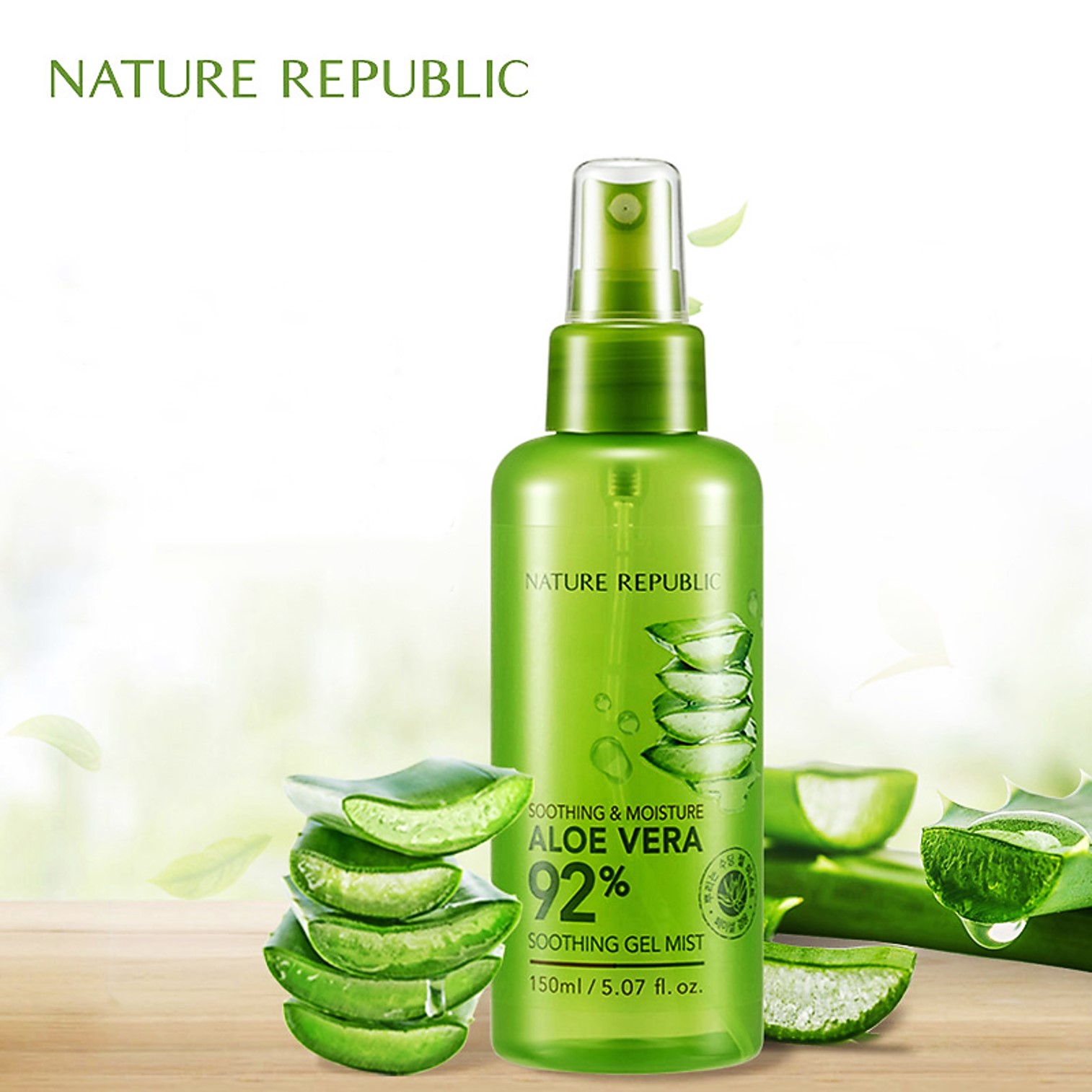 Nature Republic Soothing & Moisture Aloe vera 92% Soothing Gel Mist 150ml สเปรย์น้ำแร่ผสมว่านหางจรเข้บำรุงผิวหน้าผิวกาย
