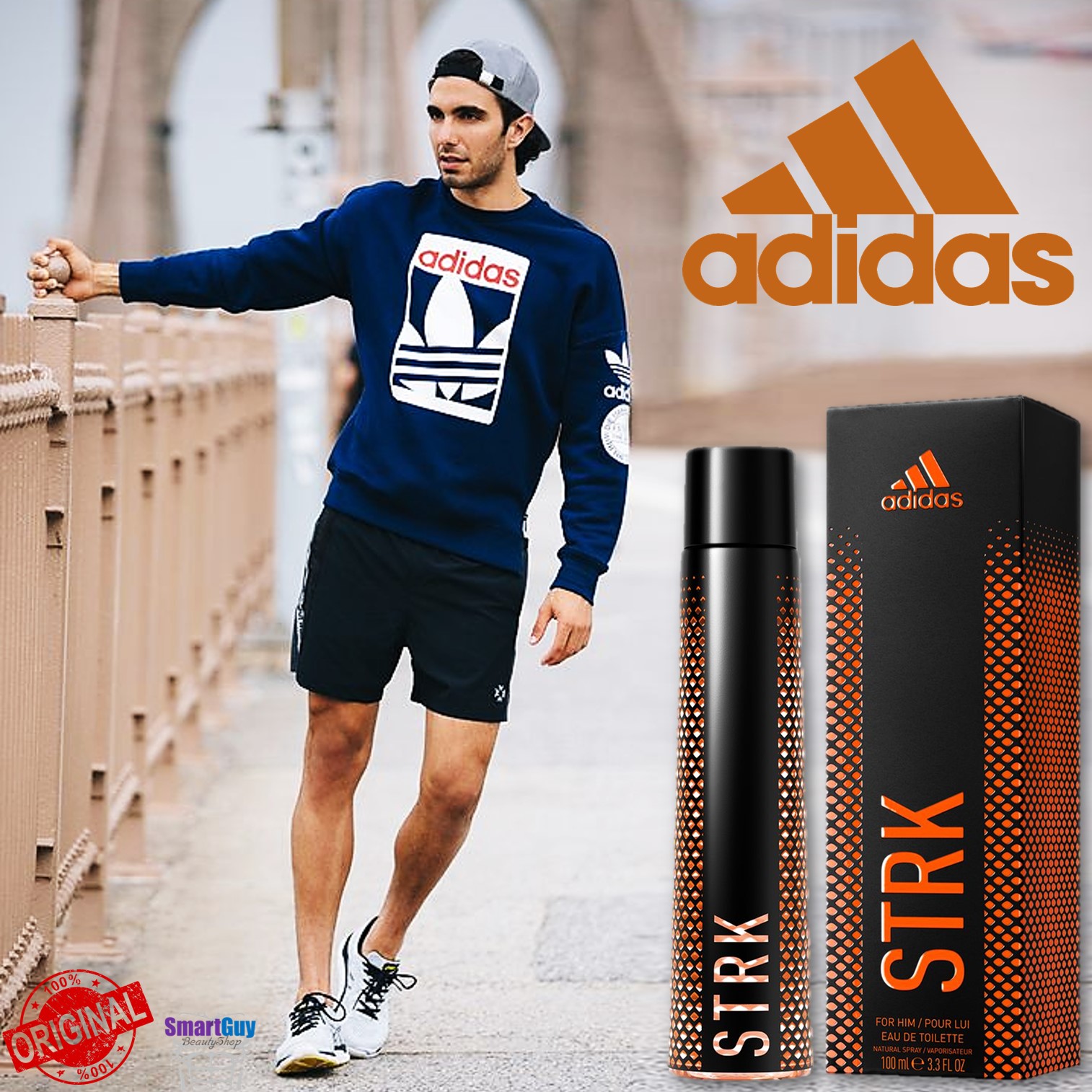 ADIDAS STRK For Him Pour Lui Eau De Toilette 100ml. น้ำหอมลิขสิทธิ์แท้ซีรี่ย์ใหม่จากแบรนด์อาดิดาส กลิ่นใหม่ฉีกกฏหอมสปอร์ตไฮโซหรูหราผสานความเซ็กซี่แนวใหม่