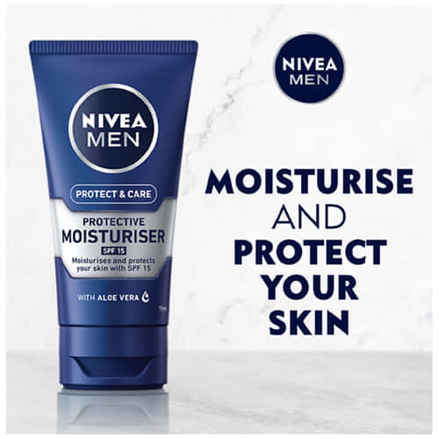 NIVEA MEN PROTECT&CARE PROTECTIVE MOISTURISER SPF15 75ml ผลิตภัณฑ์ครีมบำรุงผิวหน้าผู้ชายผสมครีมกันแดดสูตรพิเศษสินค้านำเข้าจากออสเตรเลีย