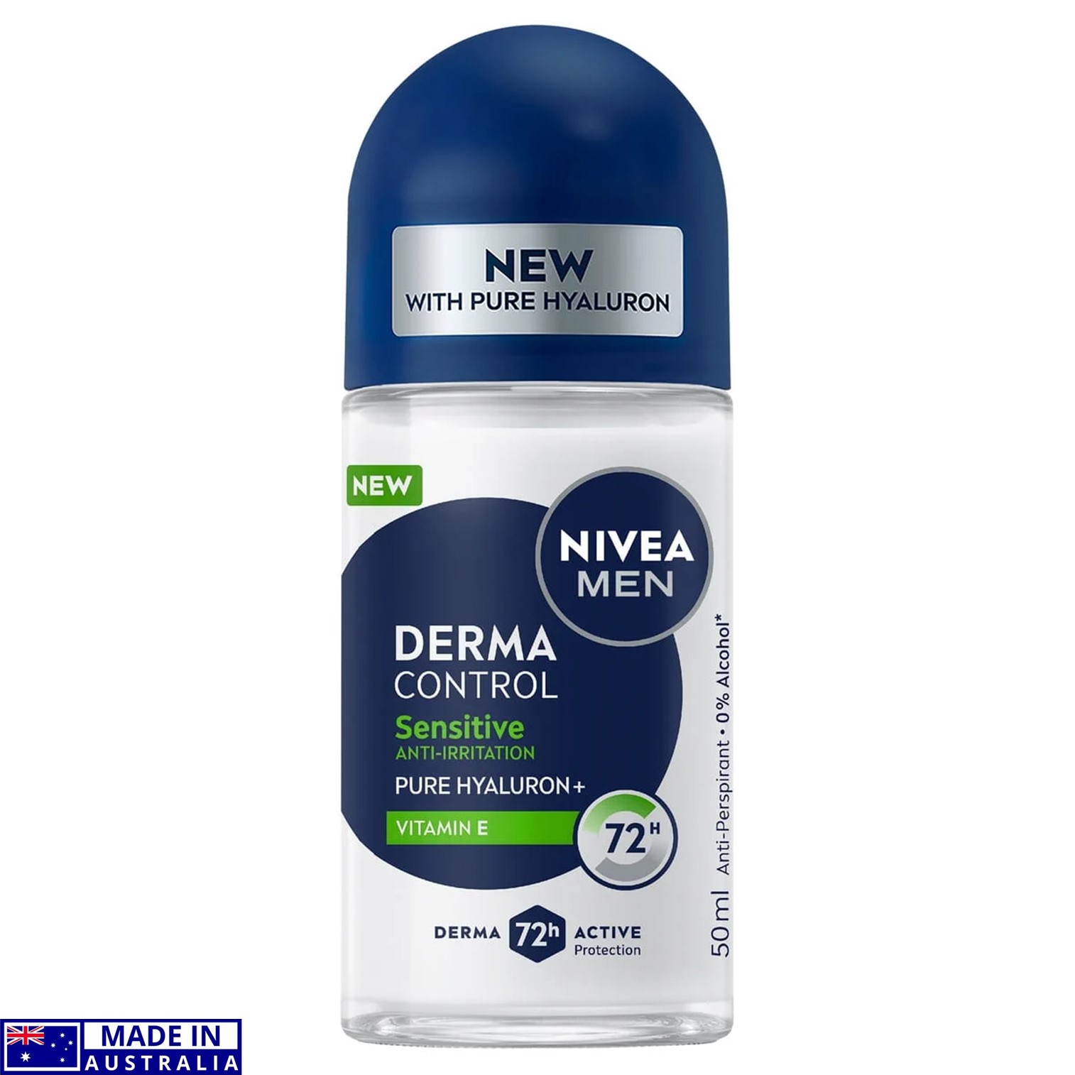 NIVEA MEN DERMA CONTROL Sensitive Anti-Perspirant Roll On 50ml ลูกกลิ้งระงับกลิ่นใต้วงแขนผู้ชายสูตรอ่อนโยนพิเศษสำหรับผิวแพ้ง่ายสินค้านำเข้าจากออสเตรเลียของแท้พร้อมส่ง