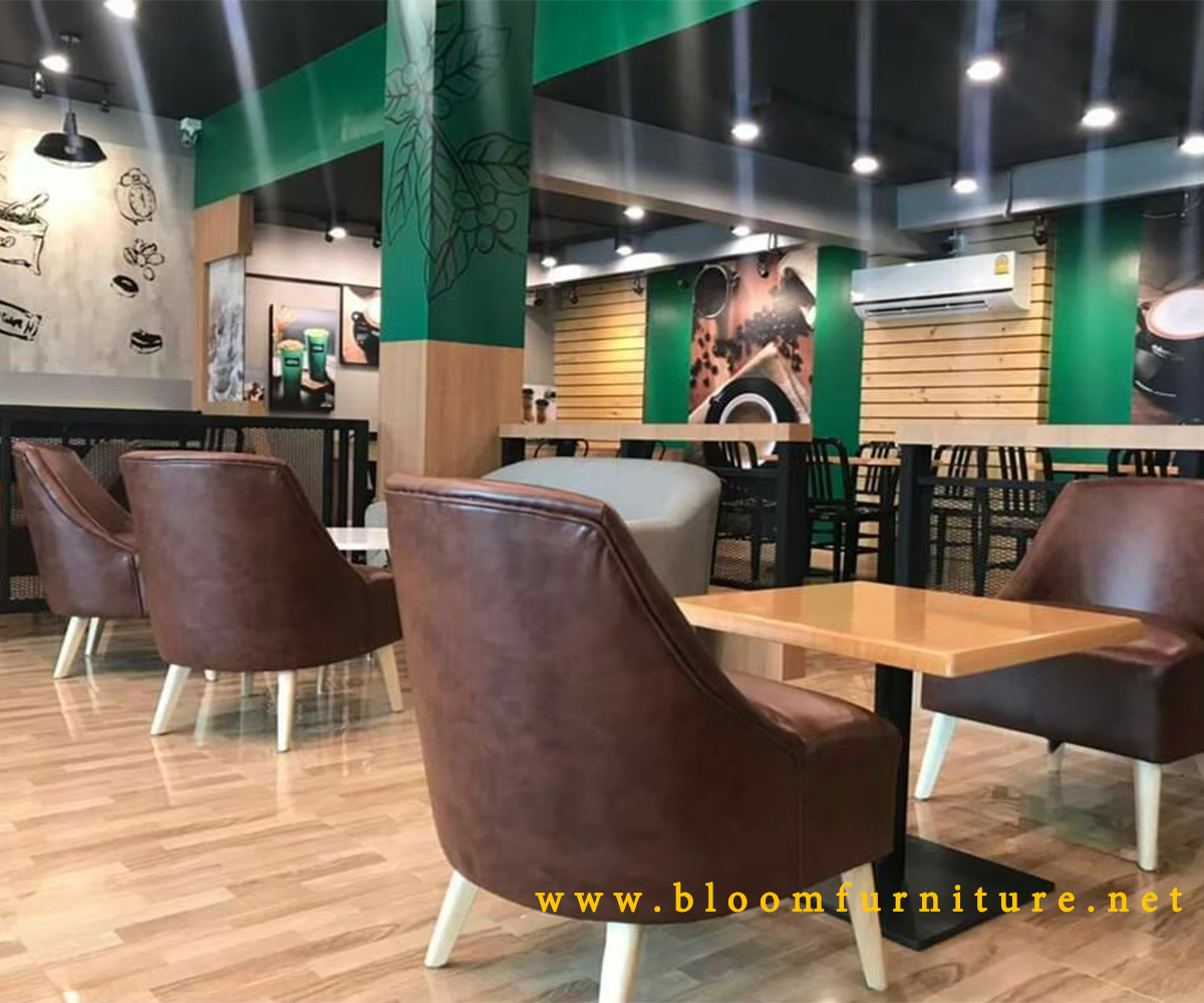 เก้าอี้โมเดิร์น เก้าอี้ร้านกาแฟ เบาะเสริมฟองน้ำหุ้มหนัง นั่งสบาย