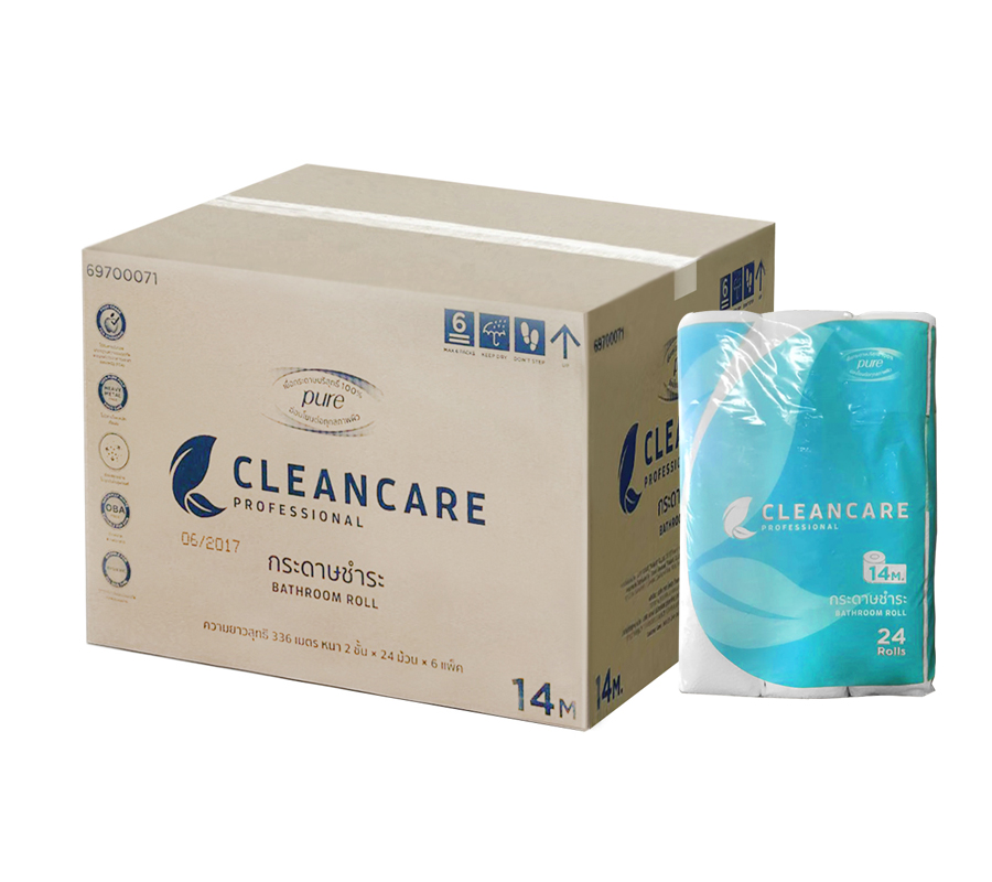 กระดาษชำระม้วนเล็ก Clean Care 14m.x144ม้วน
