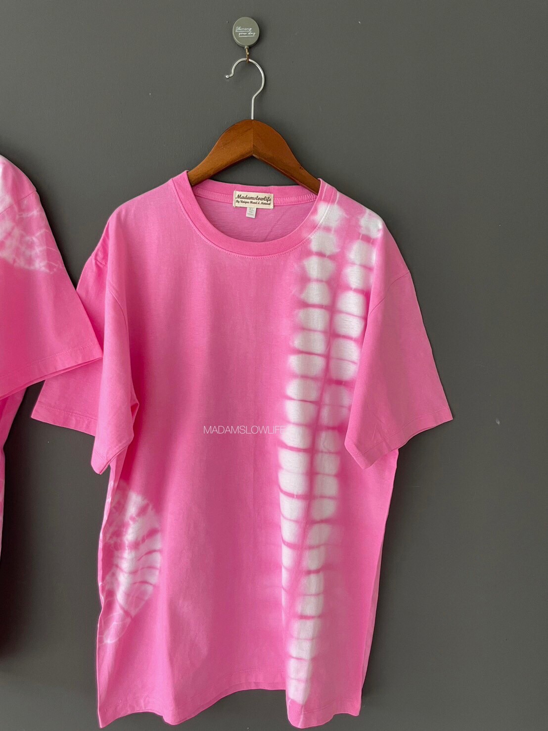 เสื้อยืดย้อมชมพูนม Size: XS S M L XL 2XL 3XL