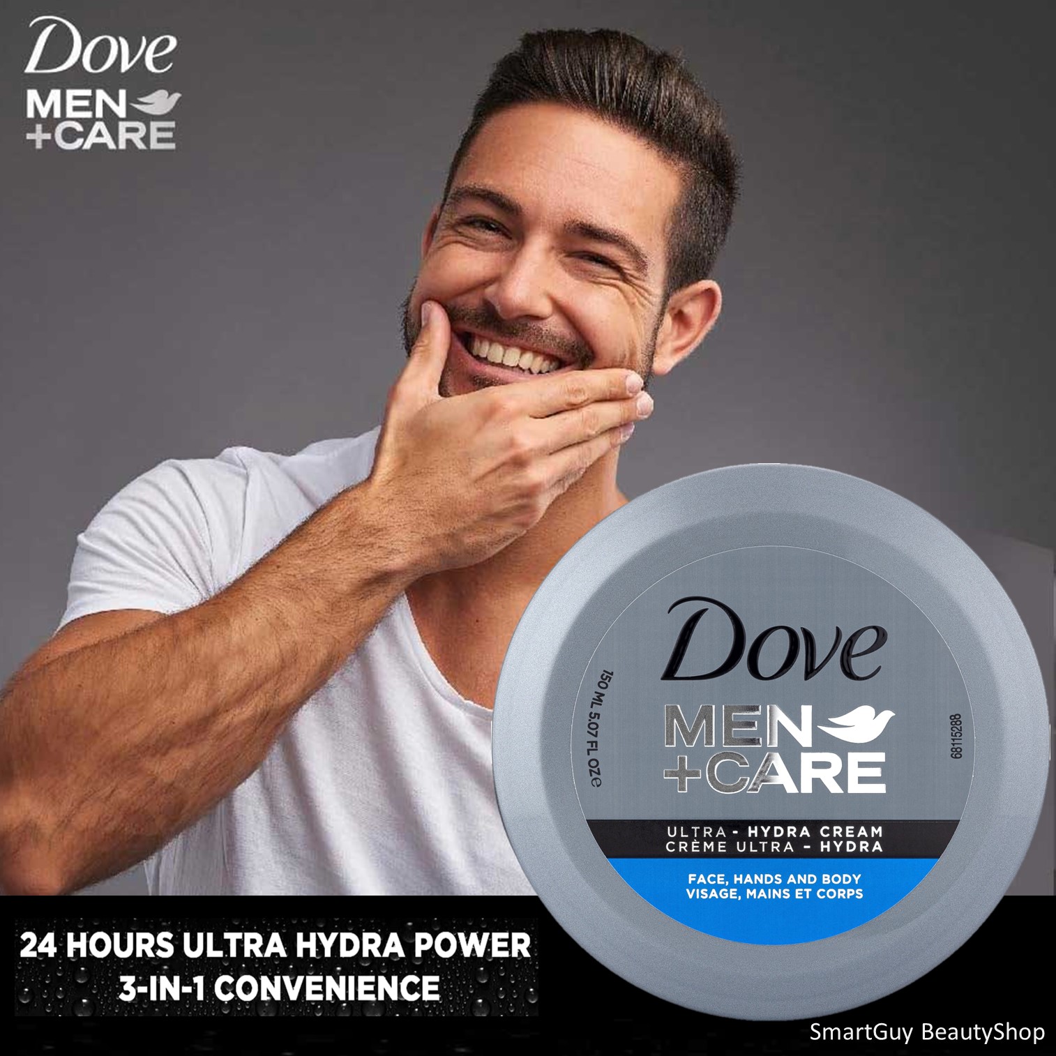 Dove Men Care Ultra Hydra Cream Face Hands and Body Moisturizer for Dryness All Skin Types 75ml ครีมมอยซ์เจอร์ไรเซอร์บำรุงผิวหน้าผิวกายสำหรับผู้ชายของแท้จากออสเตรเลียพร้อมส่ง