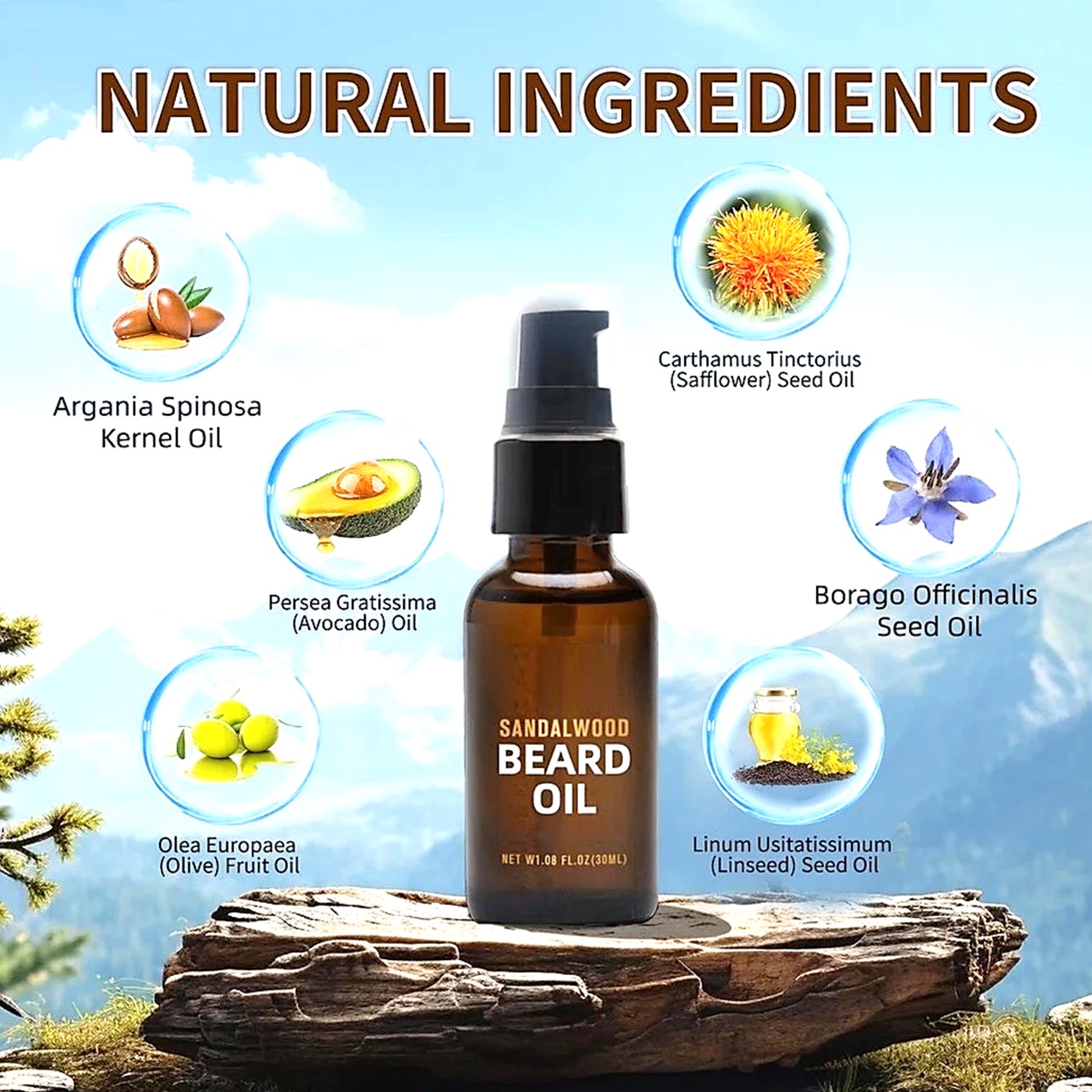 Yilest Sandalwood Beard Oil 30ml ผลิตภัณฑ์บำรุงหนวดเคราให้นุ่มลื่นน่าสัมผัสสินค้านำเข้าจากต่างประเทศของแท้พร้อมส่ง