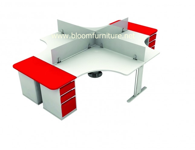 โต๊ะทำงานกลุ่ม Call Center สำหรับ 4 ที่นั่ง ฉากบังตากระจก ขนาด 360x240x75 ซม.