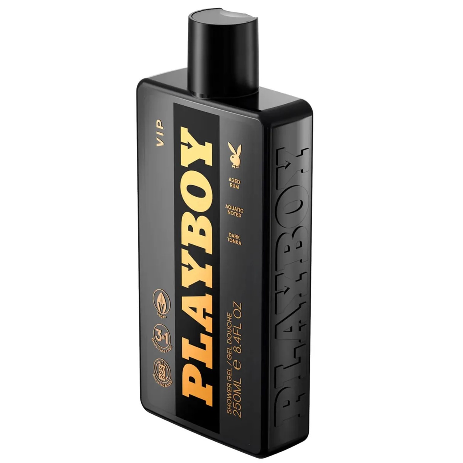 Playboy Vip 3in1 Shower Gel&Shampoo Shower Care Body Face Hair 250ml ผลิตภัณฑ์อาบน้ำทำความสะอาดผิวกายใบหน้าเส้นผมสำหรับผู้ชายสูตรพิเศษจากต่างประเทศ