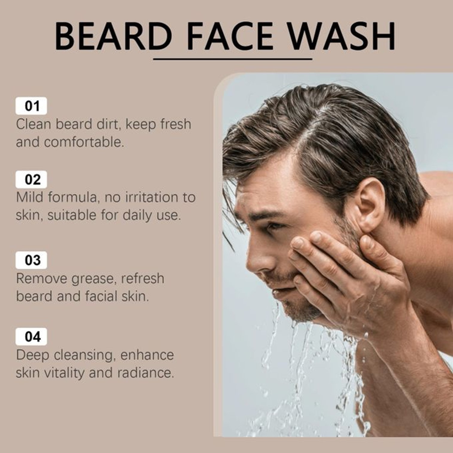 East moon Men's Beard Gentle Cleansing Face Wash 100ml ผลิตภัณฑ์ทำความสะอาดผิวหน้าและหนวดเคราสำหรับผู้ชายสูตรพิเศษสินค้านำเข้าจากต่างประเทศของแท้พร้อมส่ง