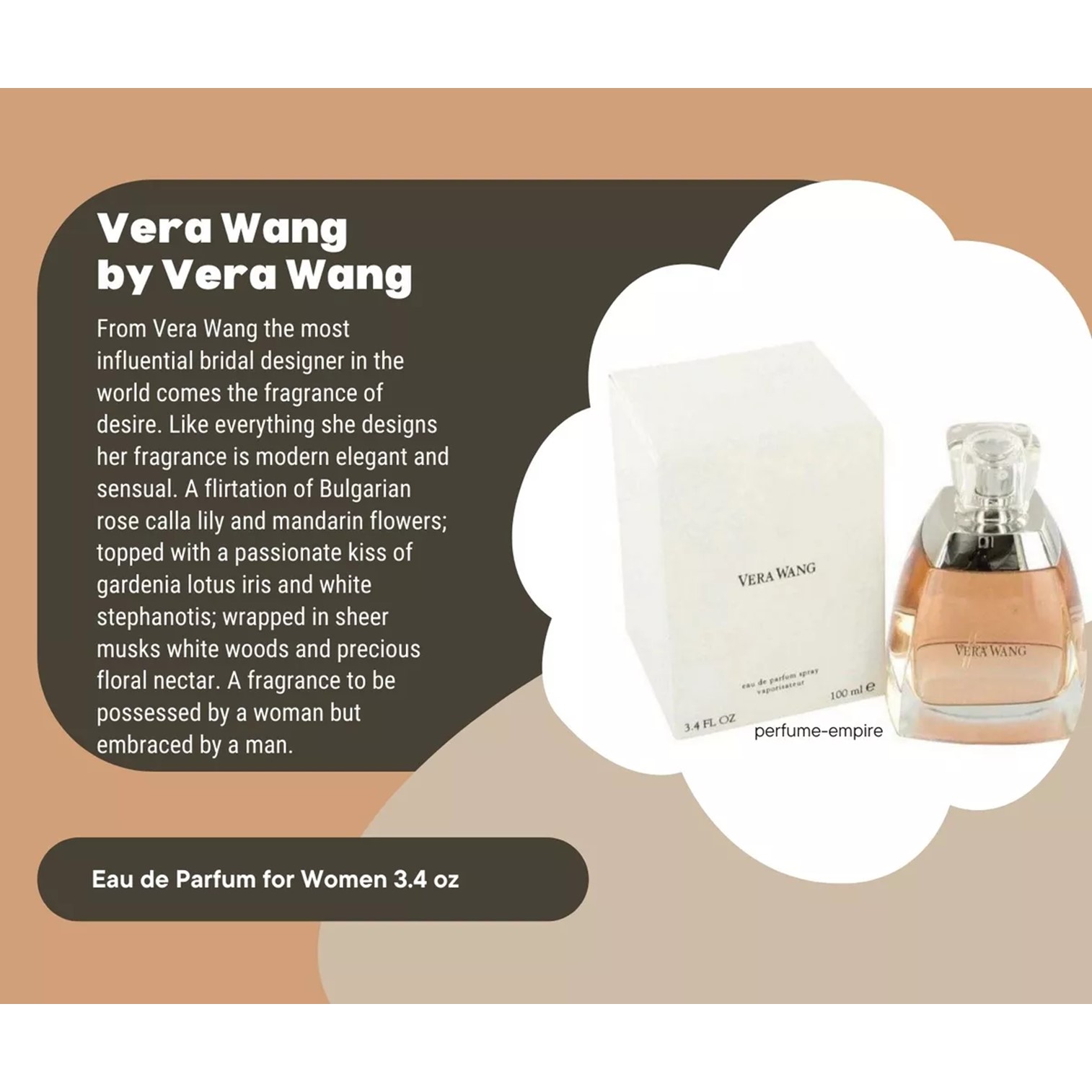 Vera Wang Eau de Parfum for Women 100ml น้ำหอมผู้หญิงกลิ่นหอมหวานเซ็กซี่สินค้านำเข้าจากต่างประเทศรับประกันลิขสิทธิ์แท้พร้อมส่ง