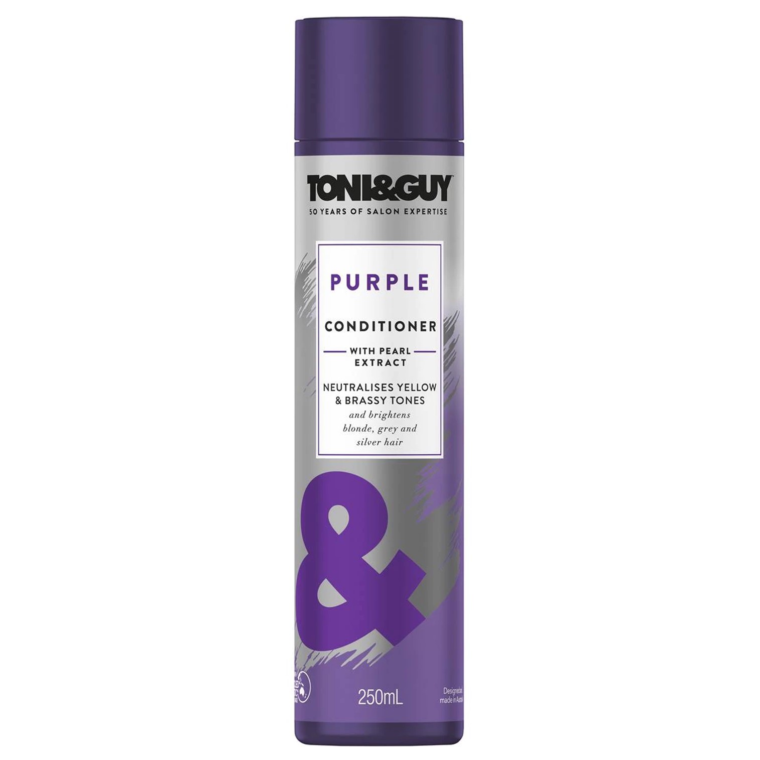 Toni&Guy Purple Conditioner With Pearl Extract 250ml คอนดิชั่นเนอร์บำรุงเส้นผมสูตรพรีเมี่ยมเพื่อผมนุ่มลื่นสลวยมีน้ำหนักเป็นธรรมชาติสินค้านำเข้าจากออสเตรเลียของแท้พร้อมส่ง