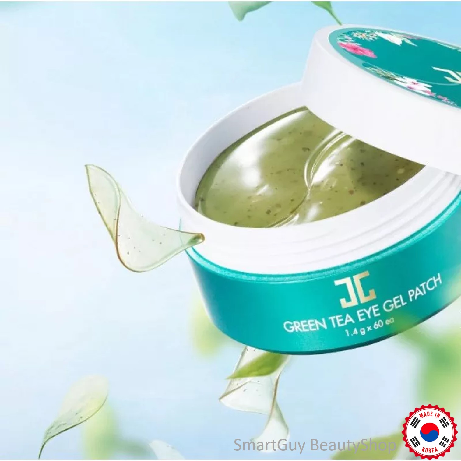 Jayjun greentea eye gel patch 120g. แผ่นเจลมาส์คใต้ตาเพิ่มความชุ่มชื่นลดปัญหาริ้วรอยหมองคล้ำใต้ตาอย่างได้ผล สินค้านำเข้าจากประเทศเกาหลีของแท้