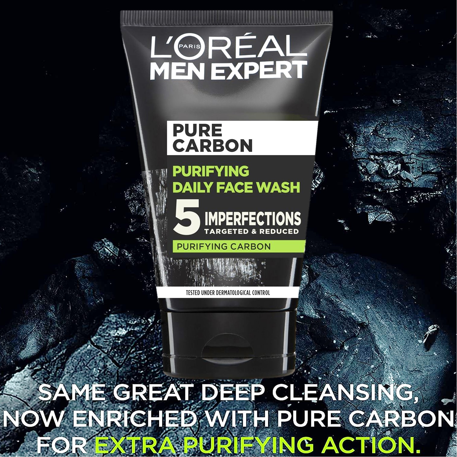 L'OREAL MEN EXPERT PURE CHARCOAL PURIFYING DAILY FACE WASH 100ML ผลิตภัณฑ์ทำความสะอาดผิวหน้าผู้ชายสูตรชาโคลสินค้านำเข้าจากออสเตรเลีย