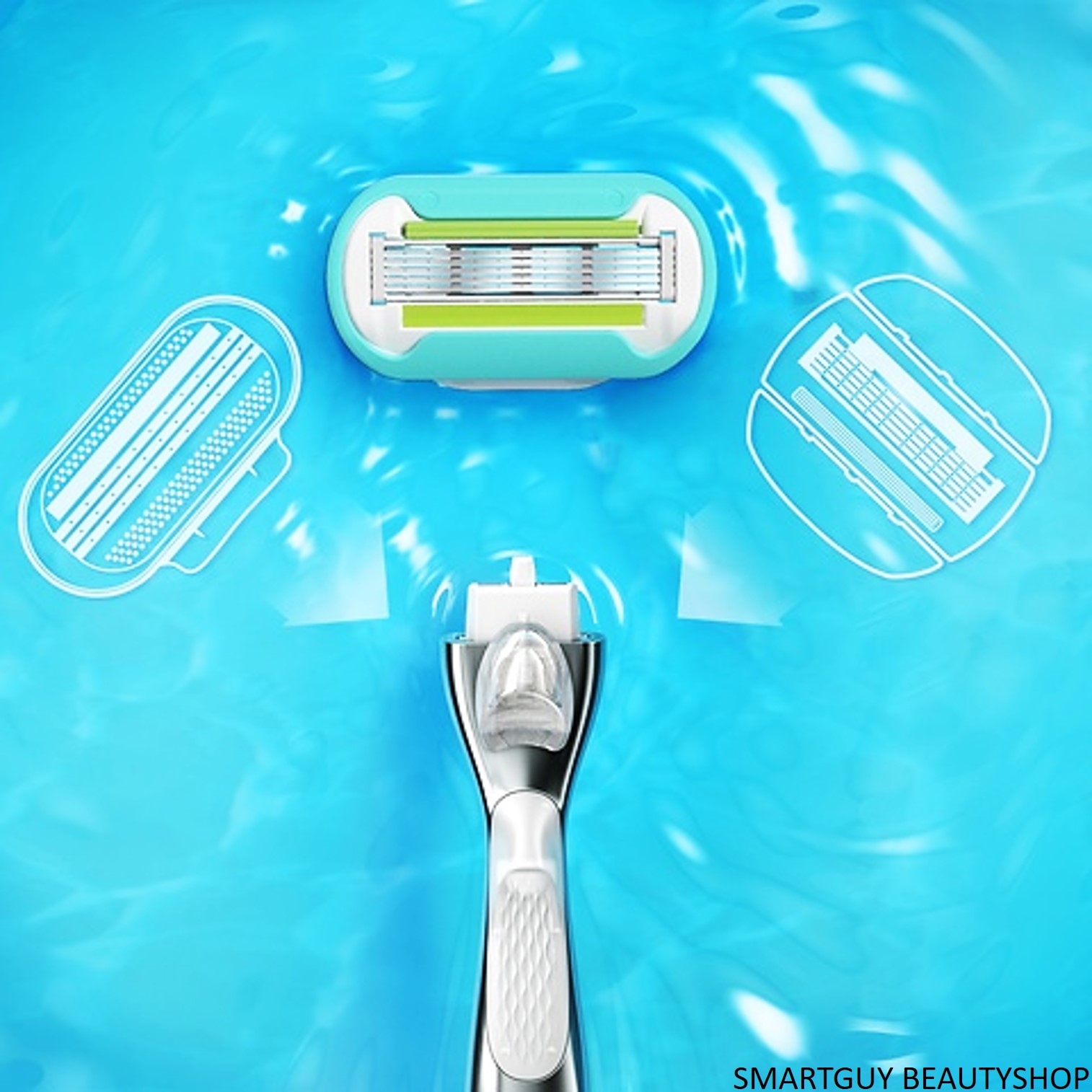 GilletteVenus Platinum Extra Smooth Metal Handle Women's Razor Handle + 2 Blade Refills ชุดอุปกรณ์กำจัดขนสำหรับผู้หญิงรุ่นพิเศษเคลือบมอยซ์เจอร์ไรเซอร์บำรุงผิวหลังโกน