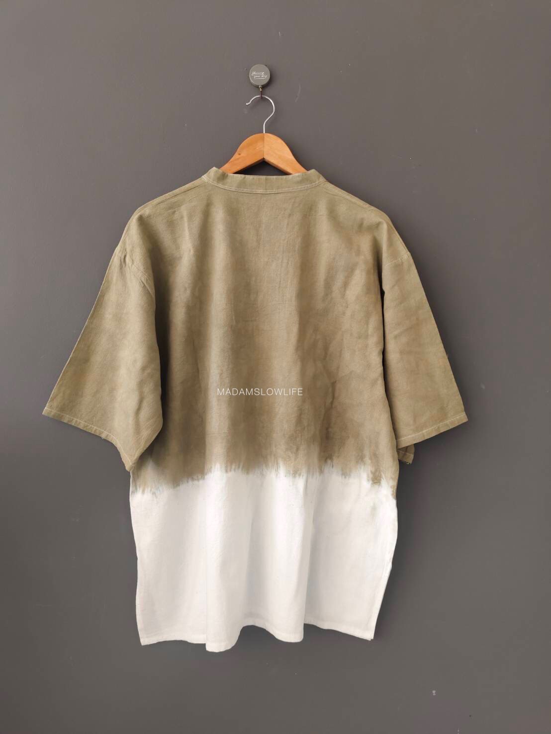 เสื้อคอจีนผู้ชายมัดย้อมสีเขียว Size:42" 44" 46" 48" 50"