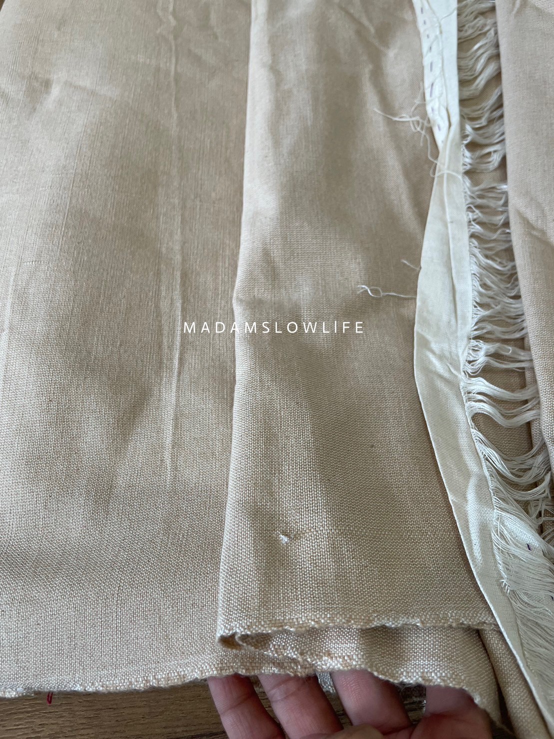 ผ้าฝ้ายทอมือสีเบจ หน้ากว้าง 120 เซนติเมตร Hand made