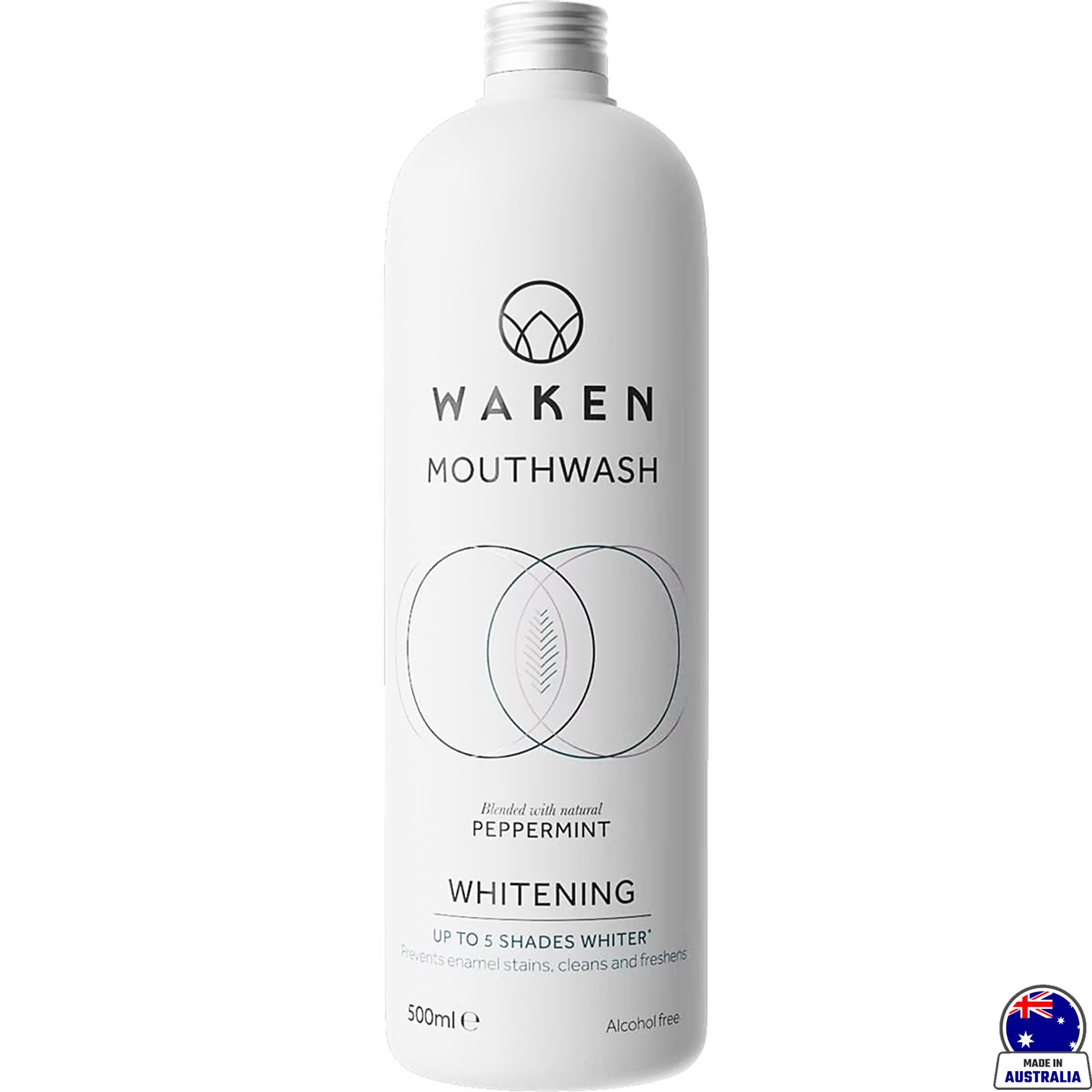 WAKEN MOUTHWASH PEPPERMINT Whitening 500ML น้ำยาบ้วนปากสูตรเย็นสดชื่นพิเศษสินค้านำเข้าจากออสเตรเลียของแท้