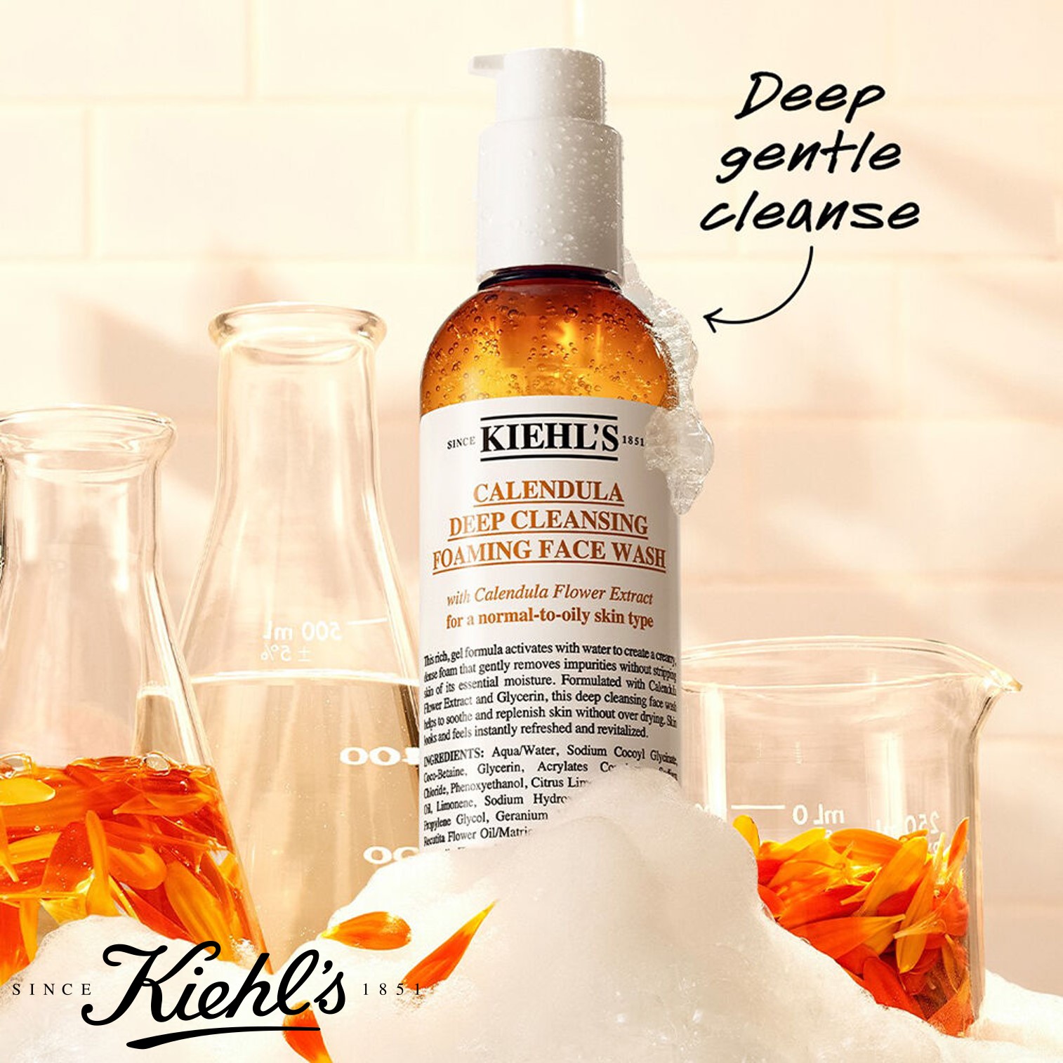 KIEHL‘S Calendula Deep Cleansing Foaming Face Wash 230ml ผลิตภัณฑ์ทำความสะอาดผิวหน้าสูตรพิเศษจากต่างประเทศ