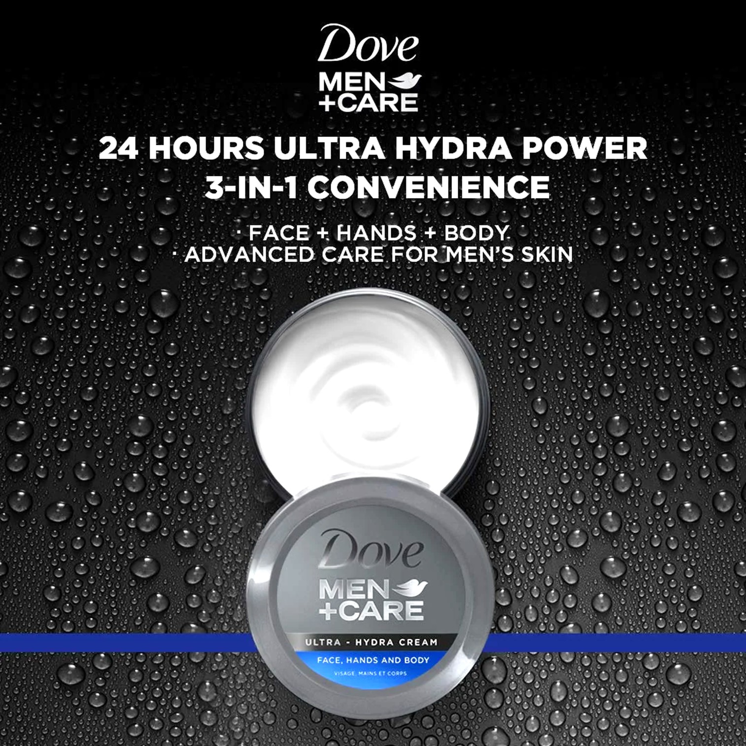 Dove Men Care Ultra Hydra Cream Face Hands and Body Moisturizer for Dryness All Skin Types 75ml ครีมมอยซ์เจอร์ไรเซอร์บำรุงผิวหน้าผิวกายสำหรับผู้ชายของแท้จากออสเตรเลียพร้อมส่ง