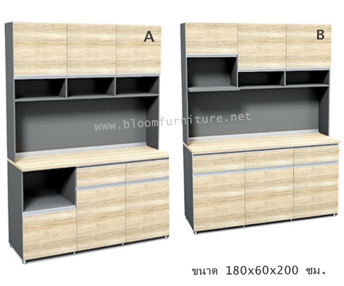 ชุดครัว / ชุด Pantry เคาน์เตอร์ครัวหน้าท็อปเคลือบผิวเมลามีนกันน้ำ