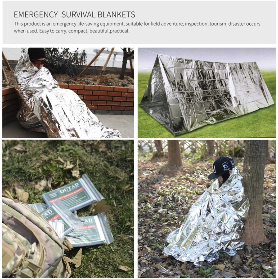 ผ้าห่มฉุกเฉิน ผ้าห่มอวกาศ ผ้าห่มฟอยล์ Emergency blanket First Aid Thermal Survival Silver Foil