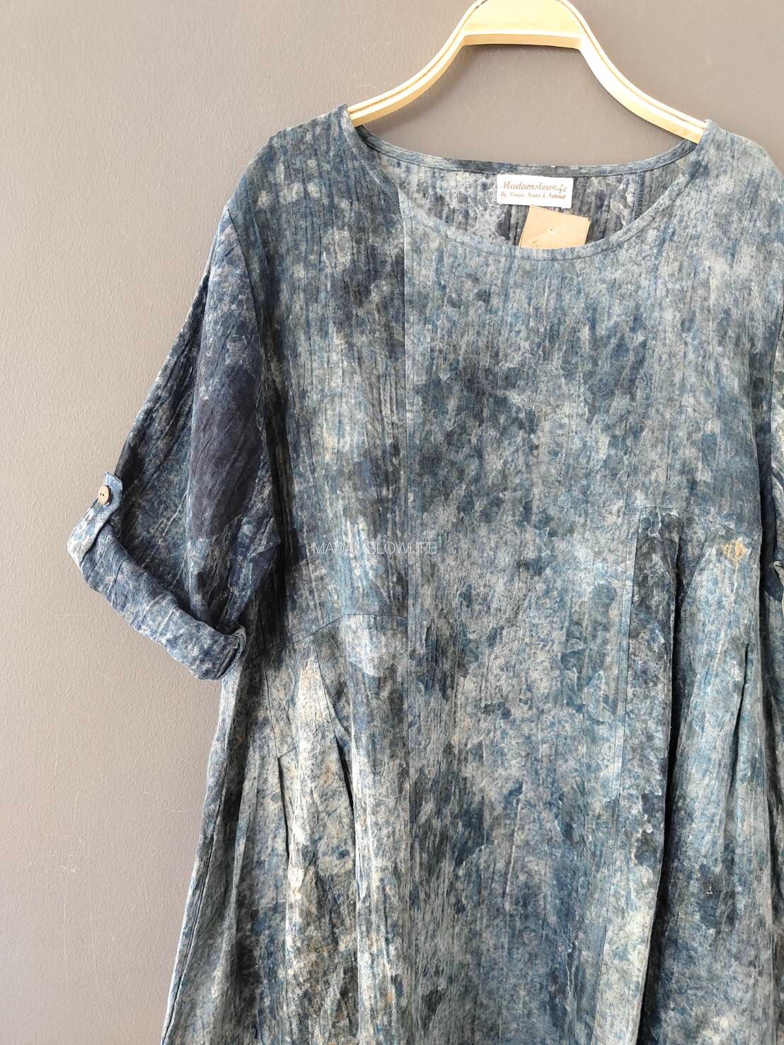 ชุดเดรสผู้หญิงคอกลม Size F มัดย้อมโดยใช้สีปลอดสารพิษ