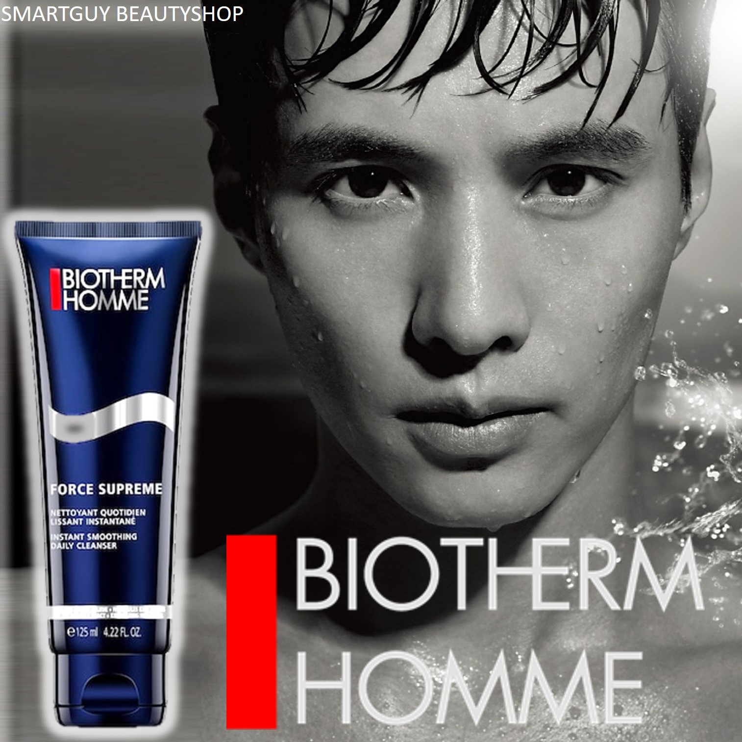 BIOTHERM HOMME Force Supreme Instant Smoothing Daily Cleanser 125ml คลีนซิ่งโฟมทำความสะอาดผิวหน้าผู้ชายสูตรพิเศษทำความสะอาดหมดจดล้ำลึก