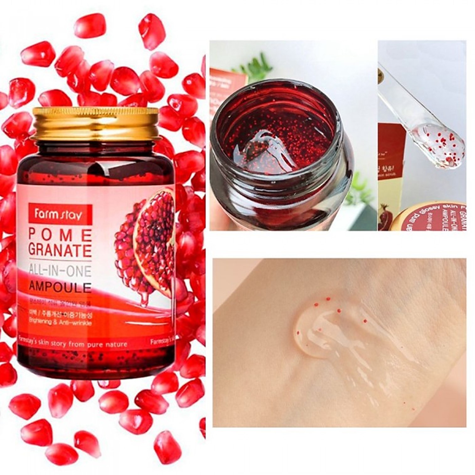 FarmStay Pomegranate All-In-One Ampoule 250ml ครีมเจลบำรุงผิวหน้าสูตรพิเศษจากสารสกัดผลทับทิมสินค้านำเข้าจากเกาหลีของแท้พร้อมส่ง
